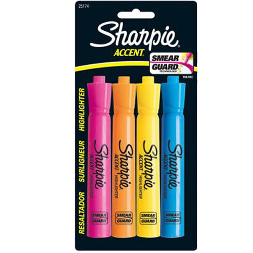 Pack of (2) Sharpie Accent Tank-Style Highlighters, 4 Colored Highlighters