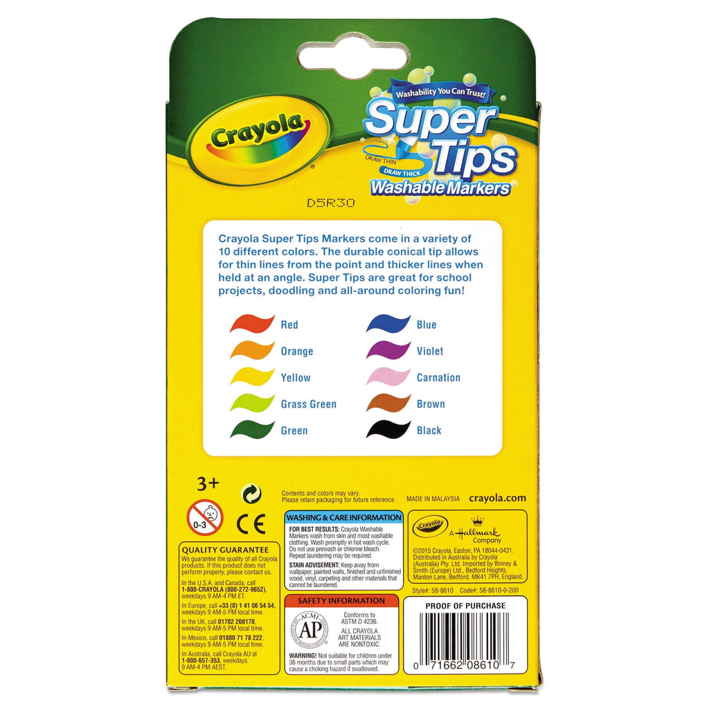 Crayola Super Tips Washable Markers Set Of 10