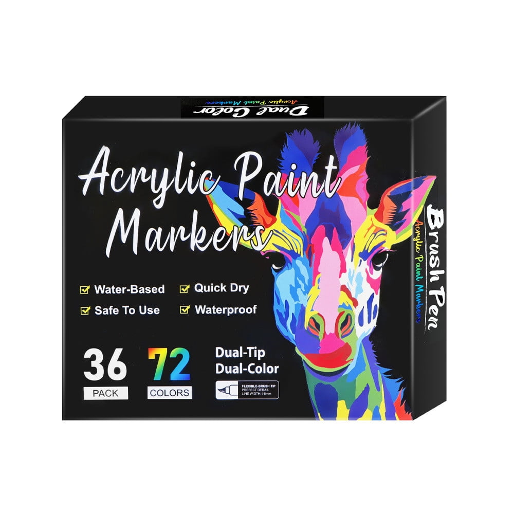 48 Color Acrylic Paint Markers Pen,Acrylic Markers Dual Tip Acrylic Paint Pens For Rock Painting, Canvas, Wood, Glass, Metal, Ceramic, Calligraphy, Card Making, Diy Crafts,1.5Mm-10Ml