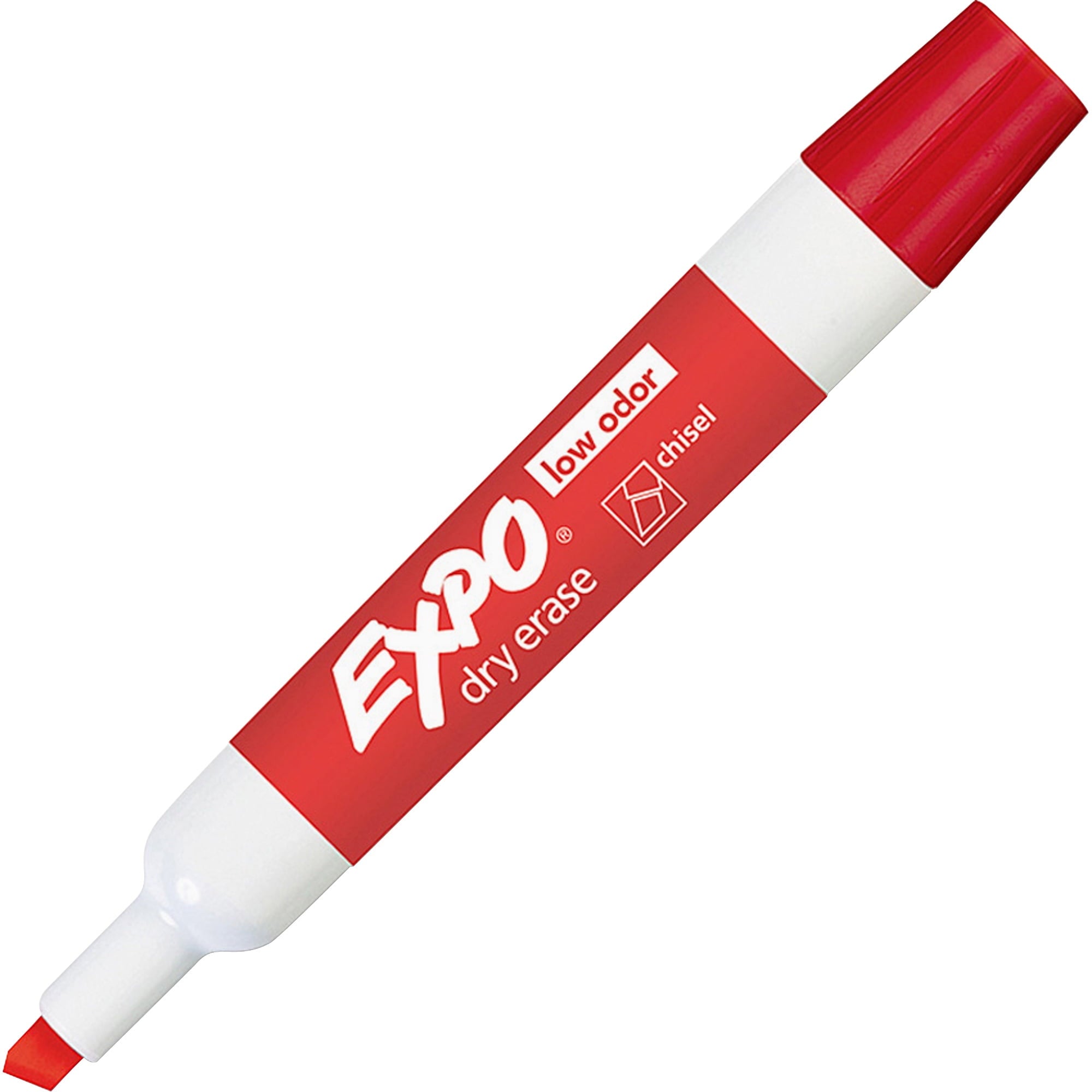 EXPO Low Odor Dry Erase Chisel Tip Markers, Red, 12 Count