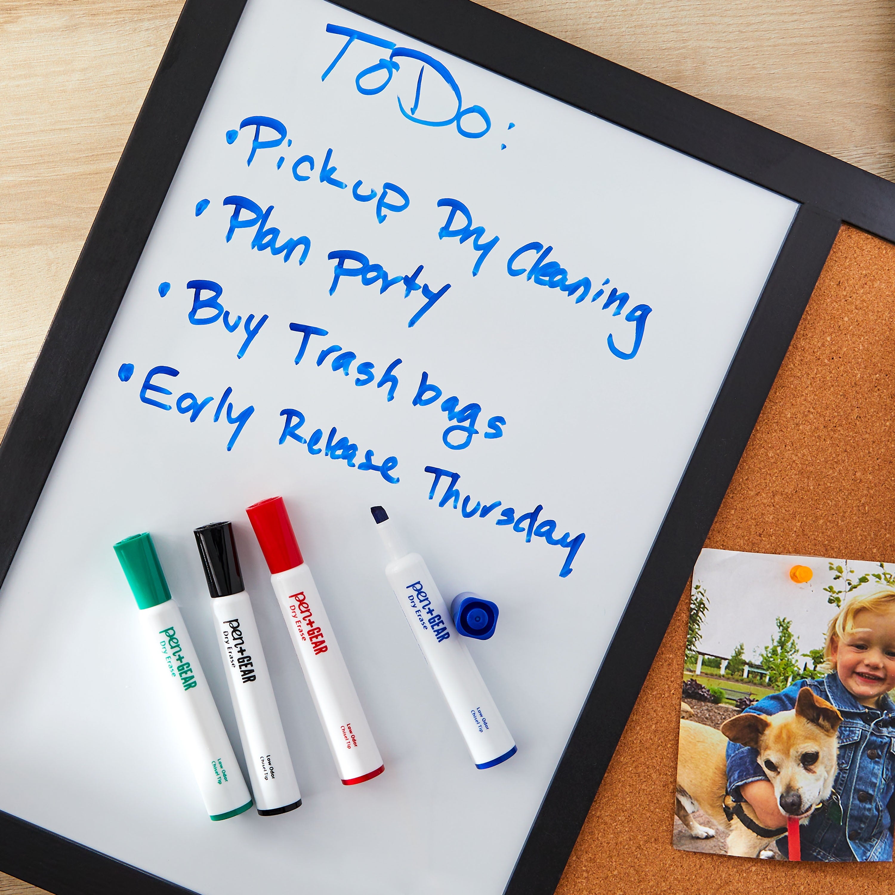 Pen+Gear Dry Erase Markers, Chisel Tip, Assorted Ink Colors, 4 Count