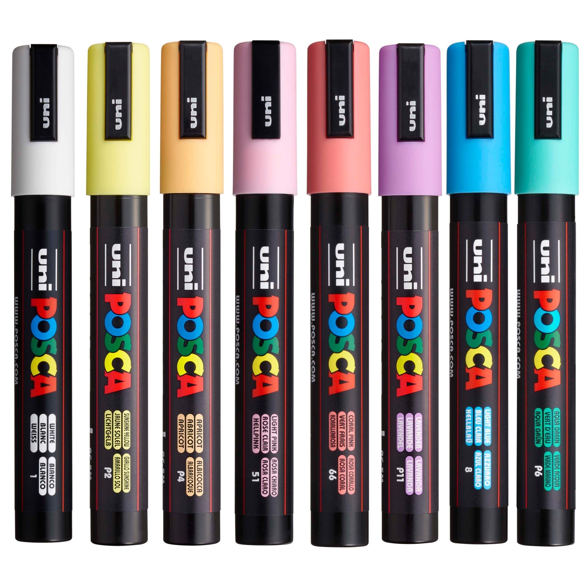 POSCA 8-Color Paint Marker Set, PC-5M Medium, Soft Colors