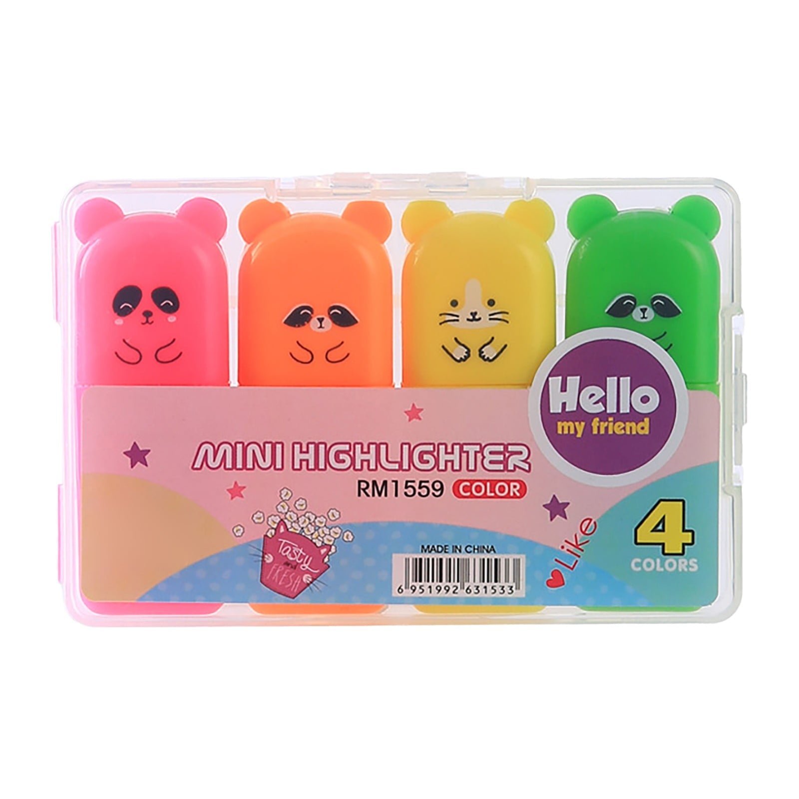 Hot Sale! Plertrvy Color Highlighter 4 Colors Available Color Marker Pen Set 10ml Highlighters Assorted Colors Pack Of Highlighters1ml, Punctuation Cartoon Highlighter, Office Product