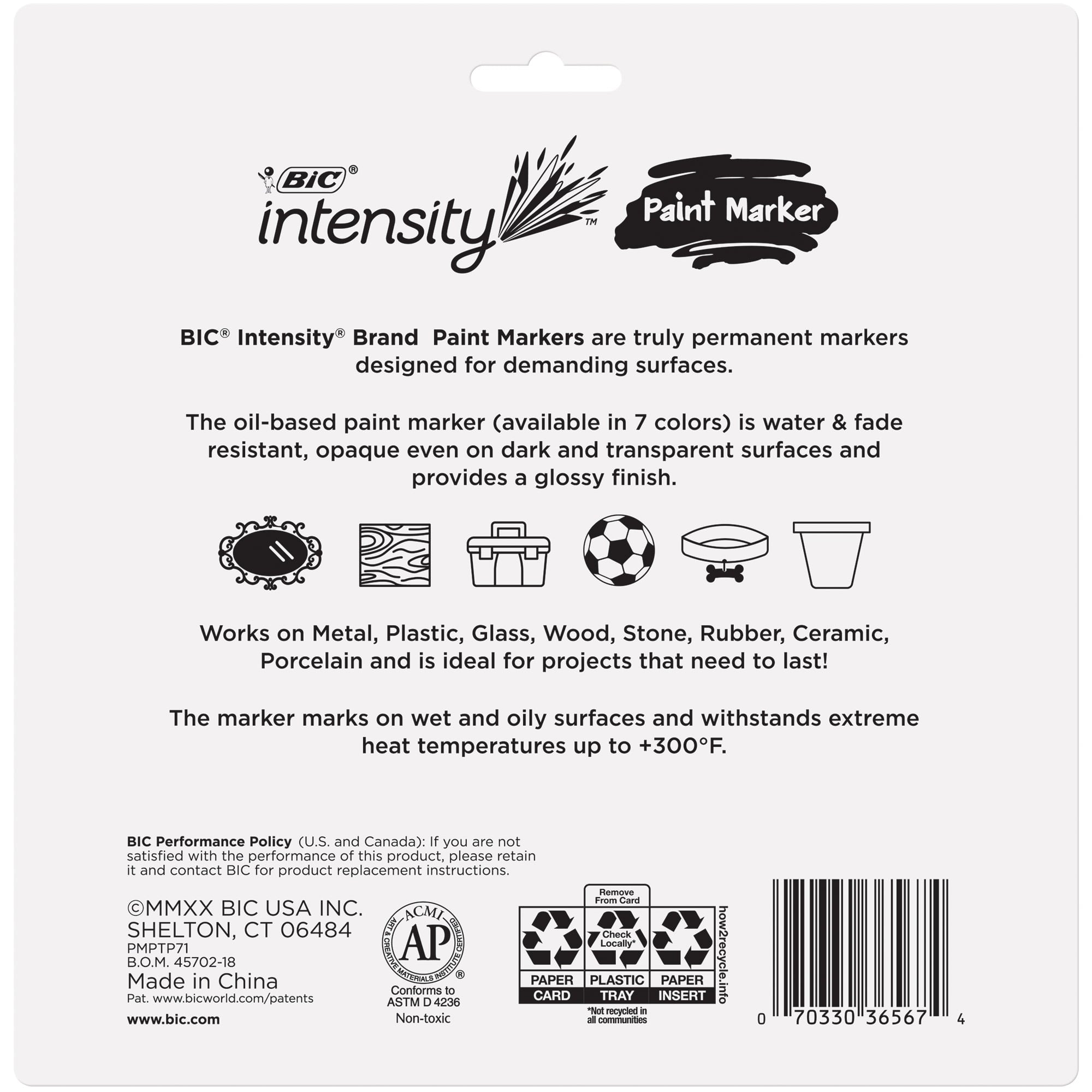 BIC Intensity Paint Marker, Medium Point, Assorted Colors, 7 Count