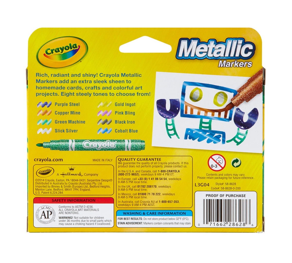 Crayola Metallic Markers, 8 Count