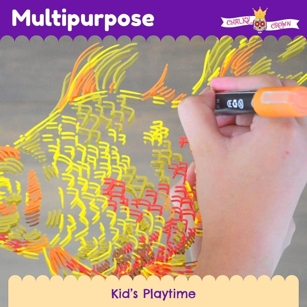 Chalky Crown - Bold Chalk Markers - Dry Erase Marker Pens - Reversible Tip - 8 Pack, 6 mm