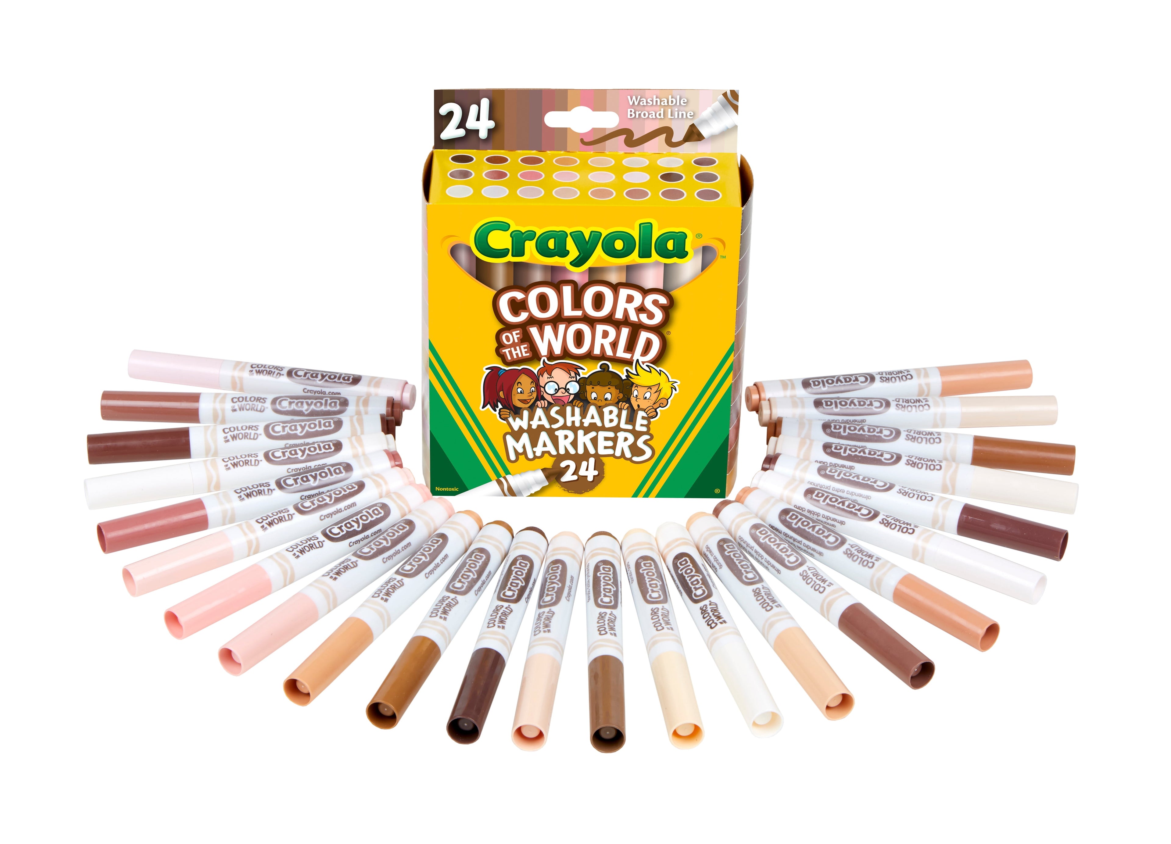 Crayola Colors of the World Art Markers, 24 Ct, Kids Stocking Stuffers, Holiday Arts & Crafts Supplies, Teacher Gift