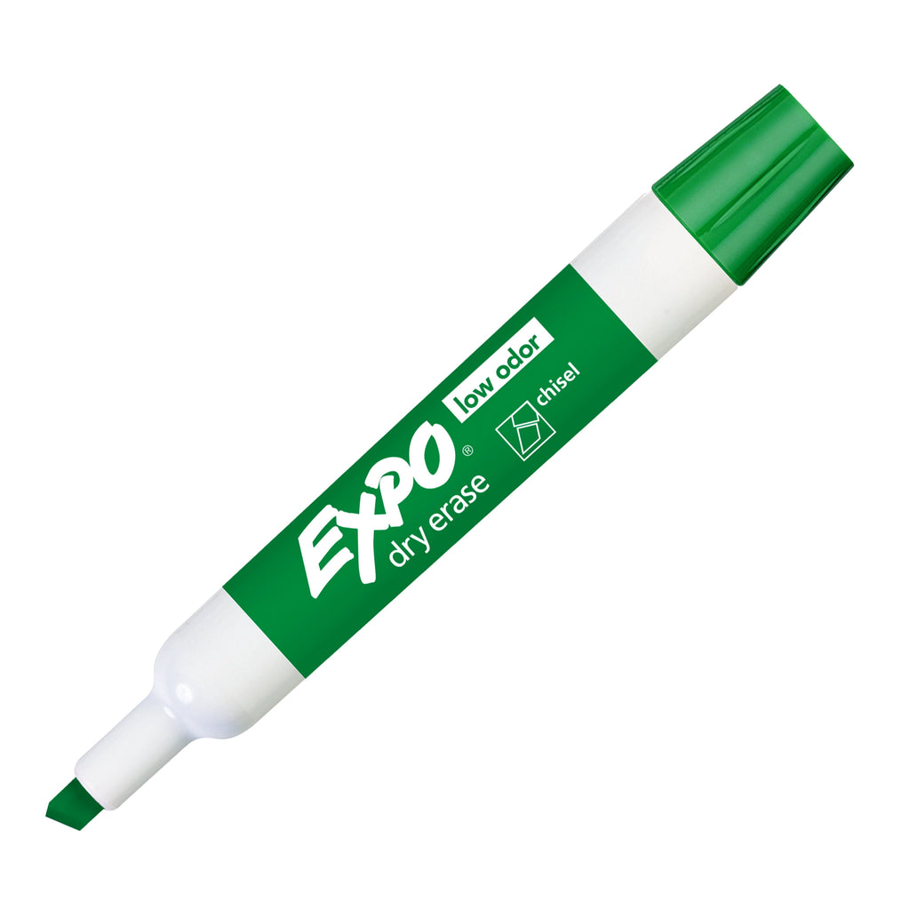 Expo Low Odor Dry Erase Markers, Chisel Tip, Green, 12 Count