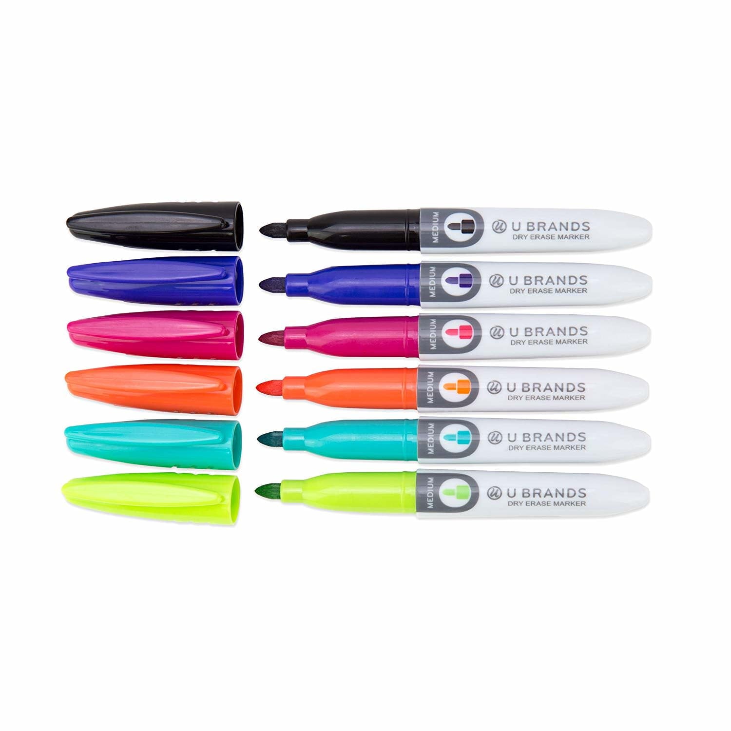 U Brands Mini Dry Erase Markers, Medium Tip, Assorted, Low Odor, 6 Count, 501U