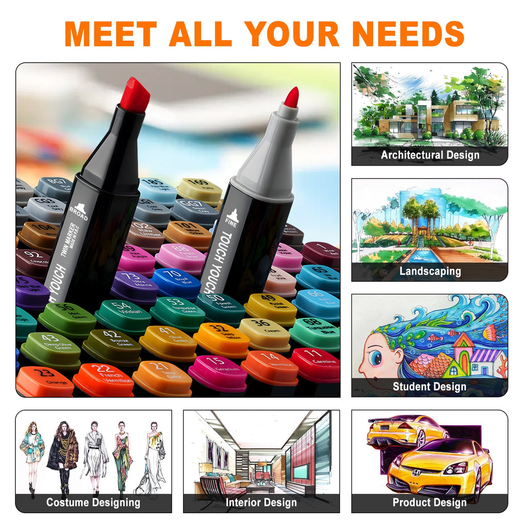 VACHAN SPORTS 80pcs alcohol markers set, double headed art markers