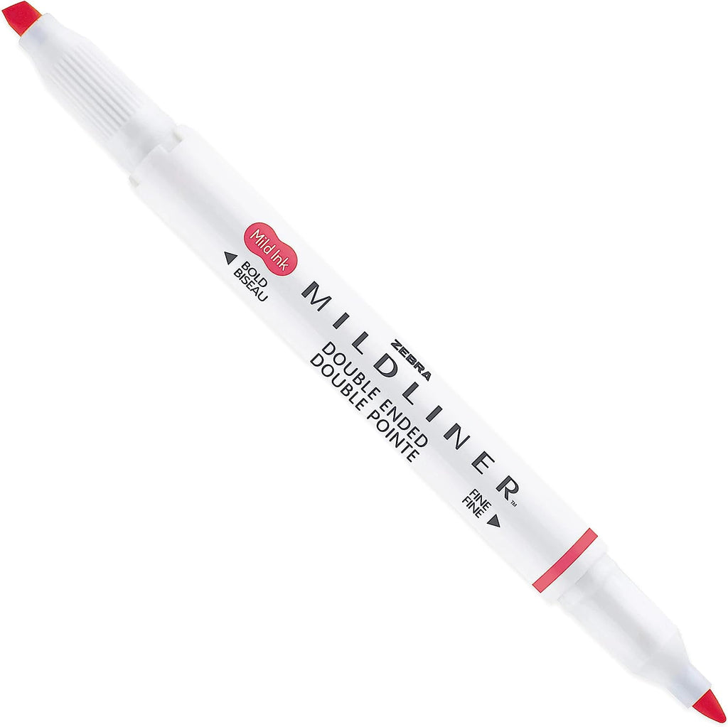 Zebra Mildliner Marker Highlighter Pens - Double Ended - Chisel/Bullet Tip - Wallet of 5 - Green, Yellow, Red, Pink, Violet