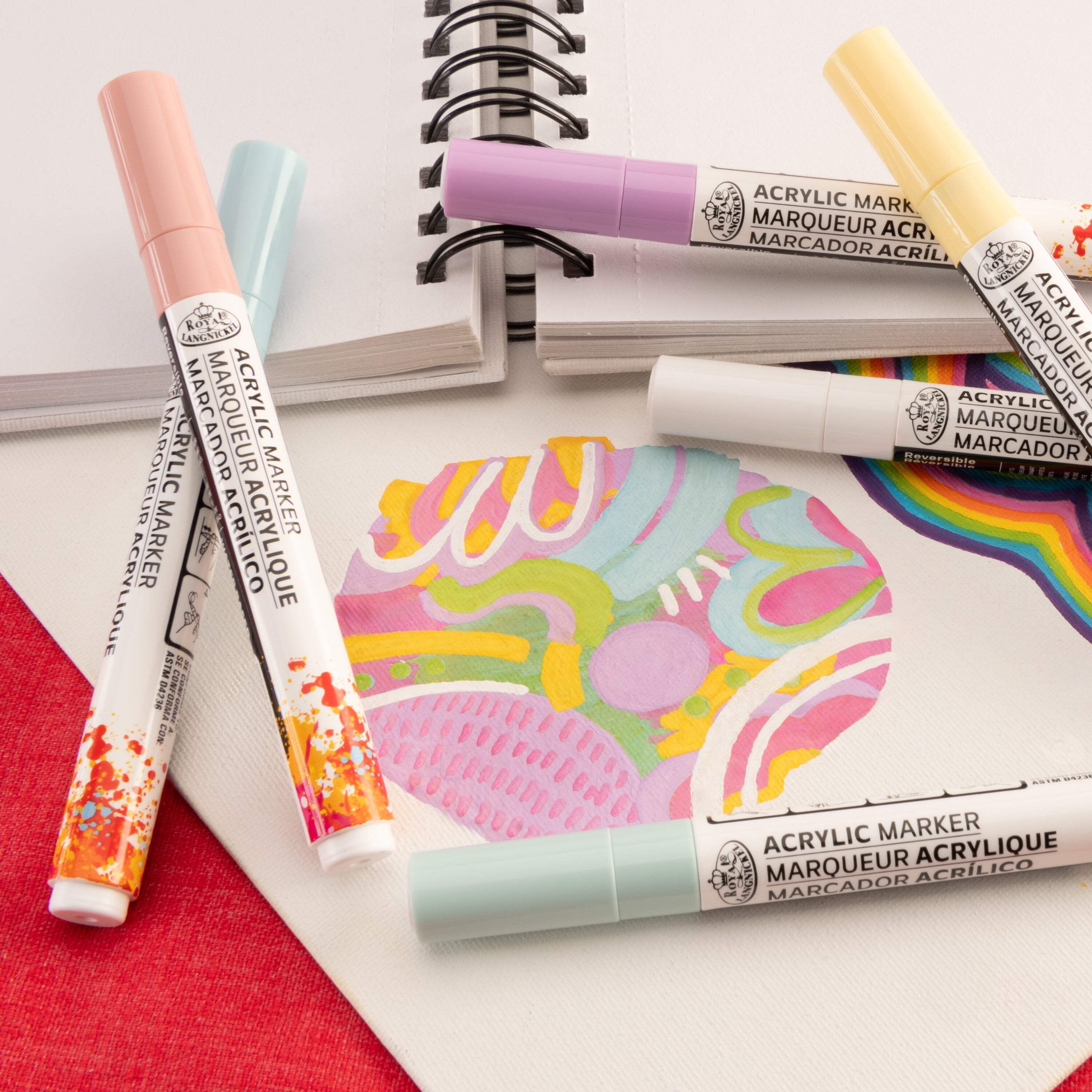 Royal & Langnickel 6 Piece Acrylic 2mm Reversible Tip Pastel Markers