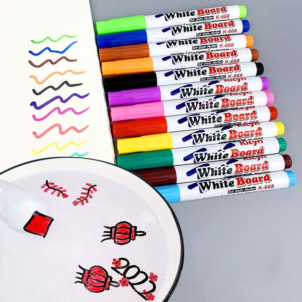 SDJMa Dry Wipe Pens Dry Erase Markers Low Odor Fine Tip Whiteboard Pens Pack of 12