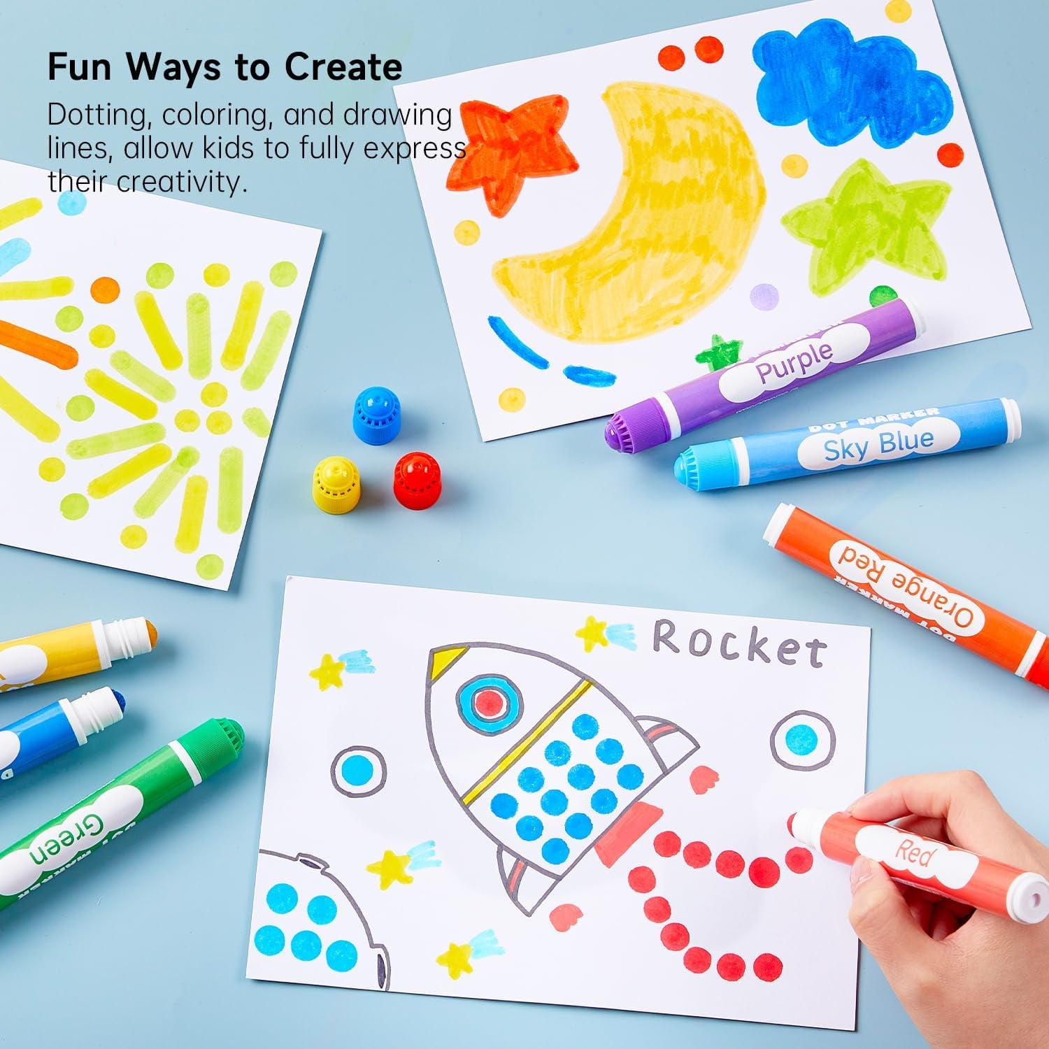 Shuttle Art Washable Dot Markers 26 Colors with Free Activity Book, Fun Art Supplies, Non Toxic Water-Based Paint Daubers, Dot Art Markers