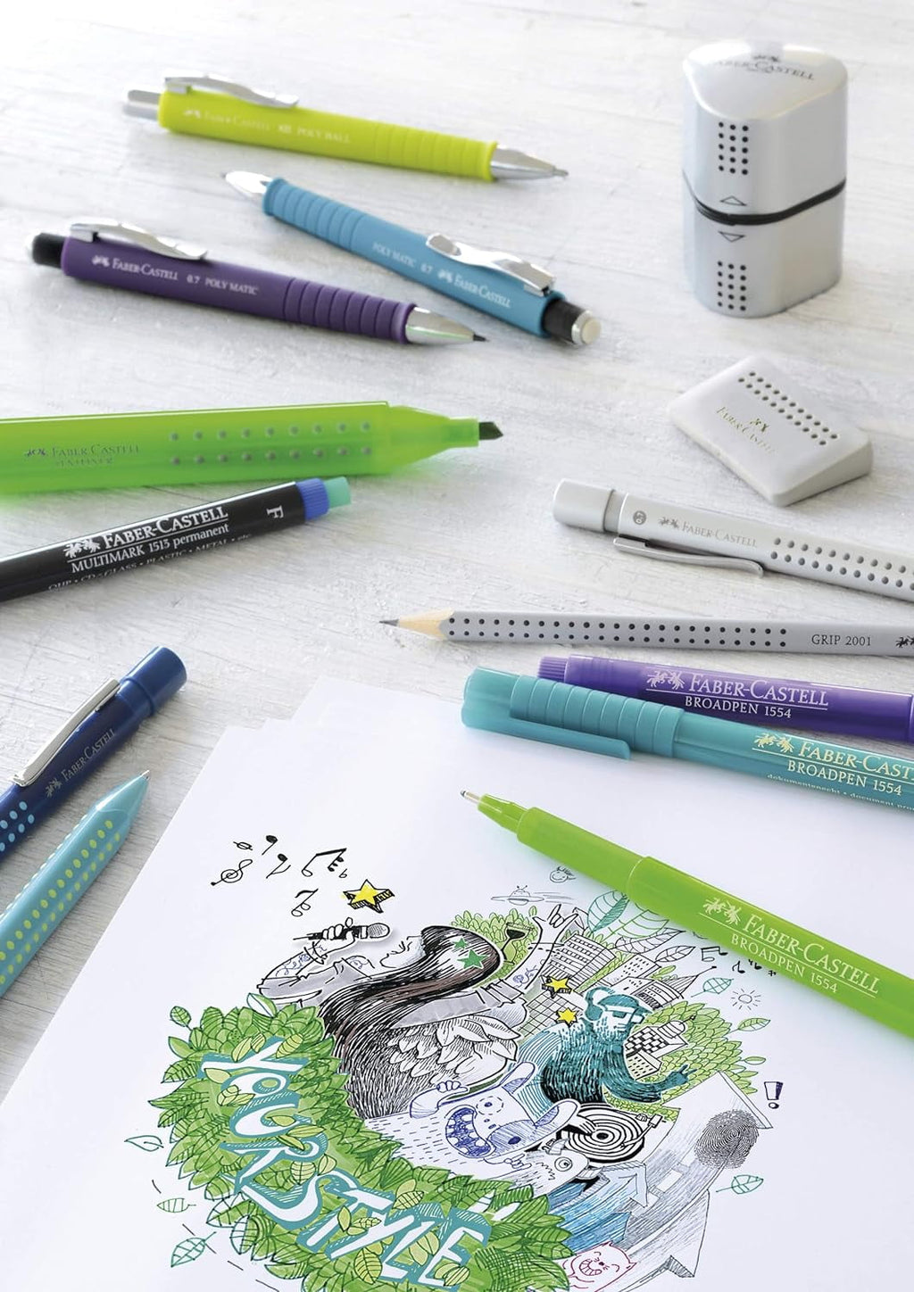 Faber Castell F152551 Permanent "Multimark" Marker - Blue dunkelblau-rot-gelb