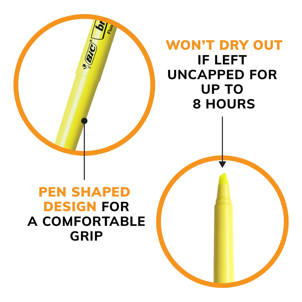 BIC Brite Liner Yellow Highlighters, Chisel Tip, 12-Count Pack
