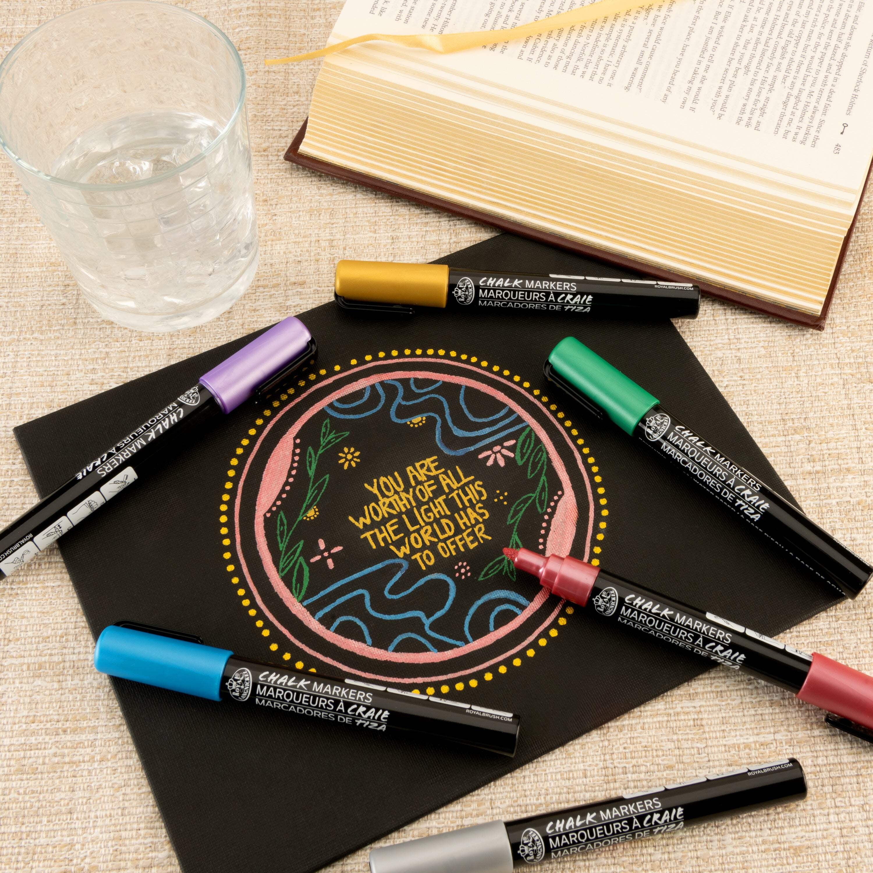 Royal & Langnickel 6 Piece 2.0 mm Metallic Chalk Marker Set