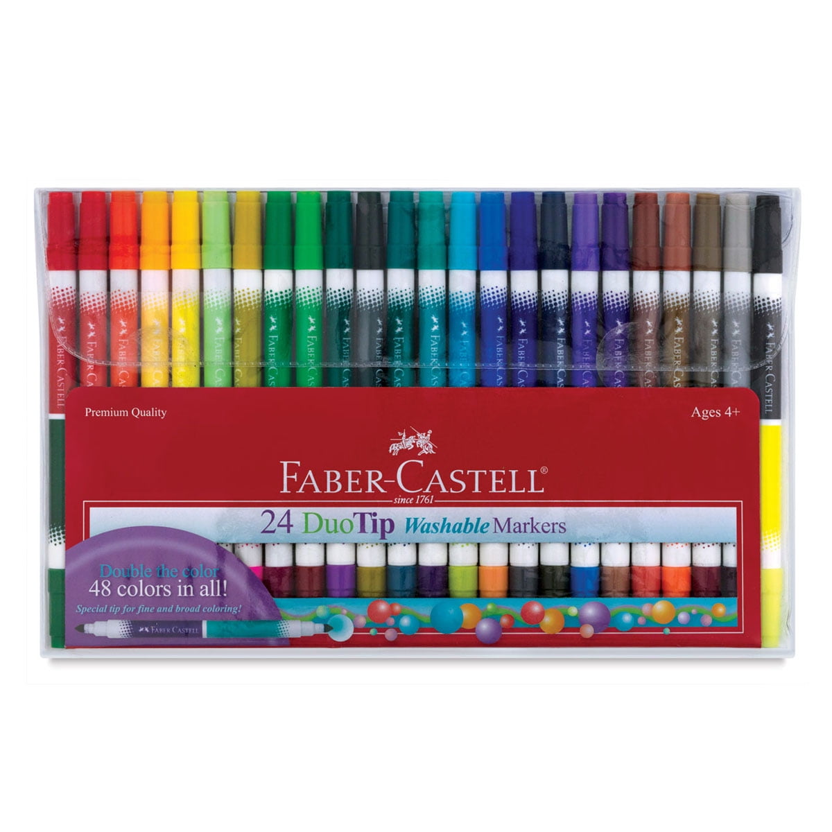 Faber-Castell DuoTip Washable Markers - Assorted Colors, Set of 24