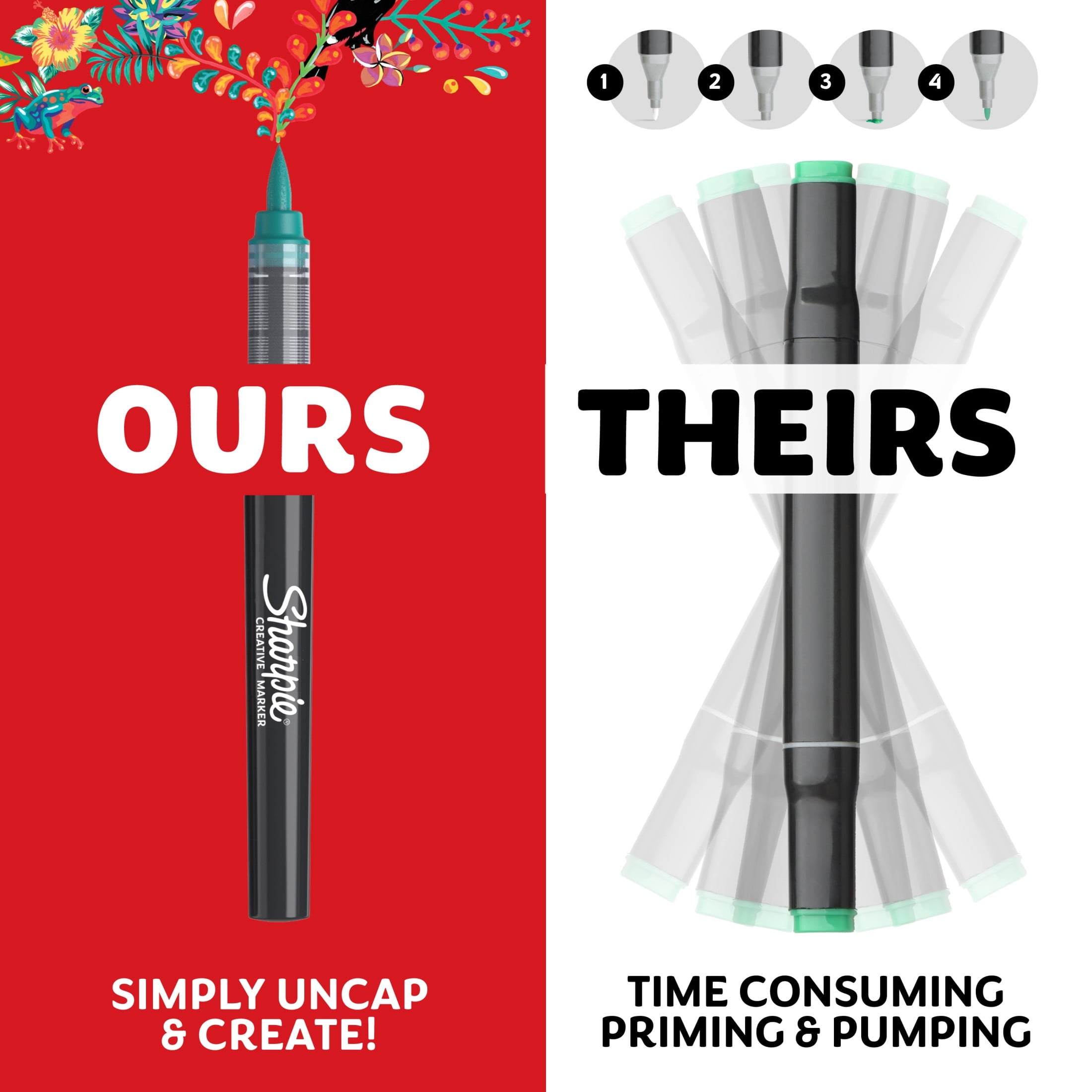 Sharpie Creative Markers, Water-Based Acrylic Markers, Brush Tip, Assorted Colors, 5 Count