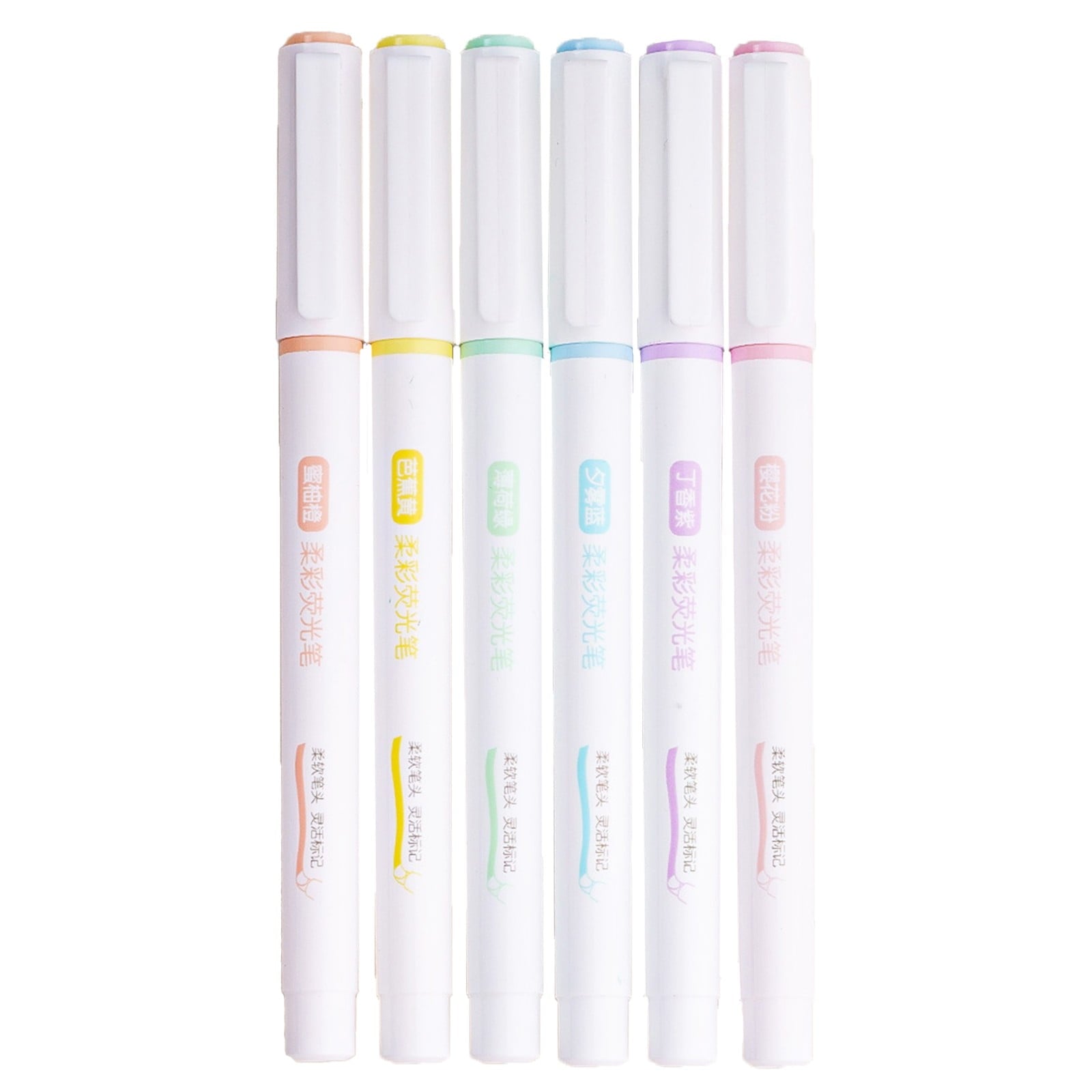 Under $1 Creative Highlighters, 6-Pack Pastel Highlighters, Chisel Tip No-Bleed Markers for Office & Study Organization, Colorful Marker Pens, Multi-Color, by Goohae