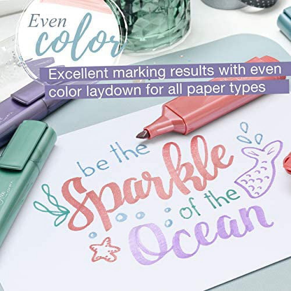 Faber-Castell Metallic Highlighter Set - Assortment of 8 Subtle Glitter Highlighter Markers - Note Taking and Journaling Supplies