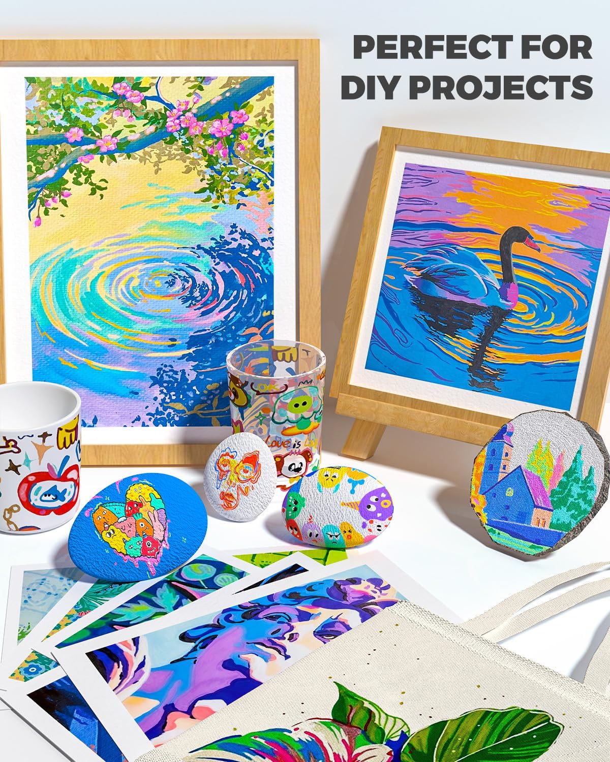 JusArt 48 Colors Markers, Dual Tip with Brush Tip and Fine Tip，for Rock, Wood, Egg, Canvas, Glass, Stone, Ceramic, DIY Crafts Professional Art Supplies with Bag