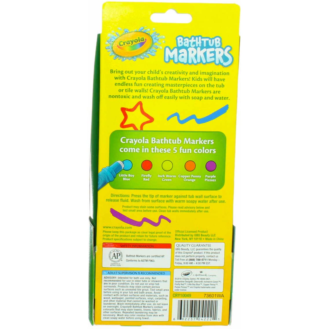 Crayola Bathtub Markers, Assorted Colors 5 each