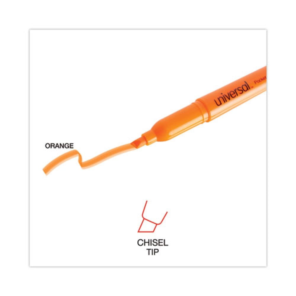 Universal Chisel Tip Fluorescent Orange Ink Orange Barrel Pocket Highlighters (1 Dozen)