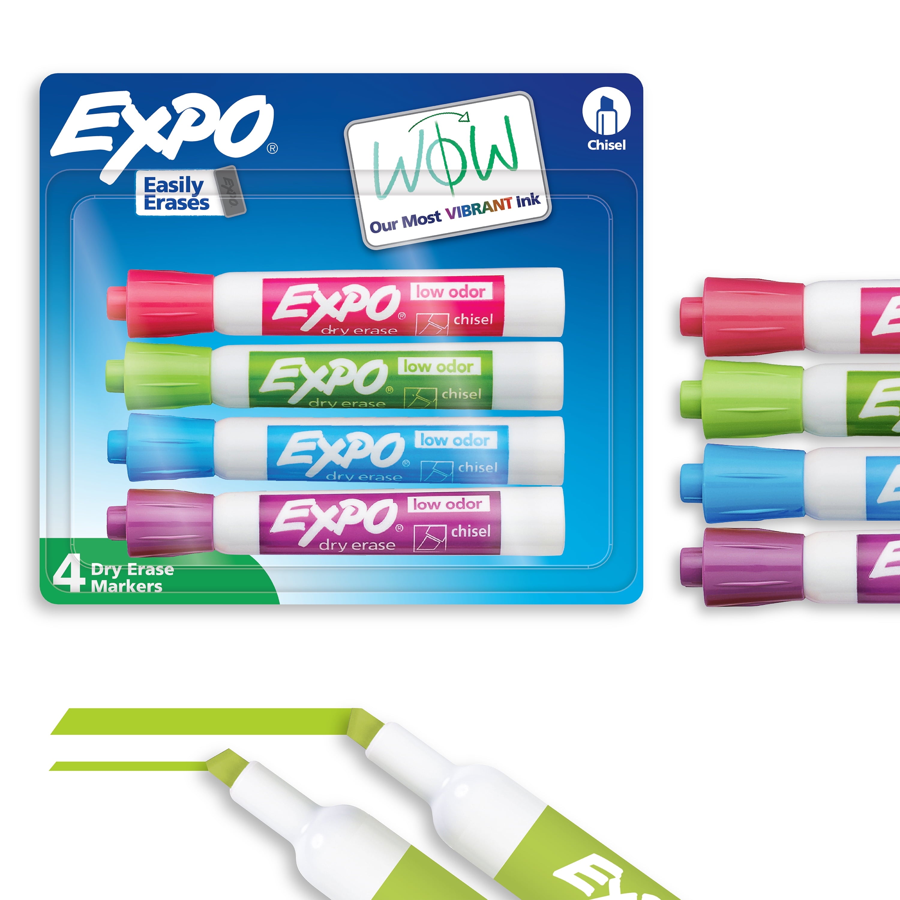 EXPO Dry Erase Markers, Chisel Tip, Assorted Tropical Colors, 4 Count