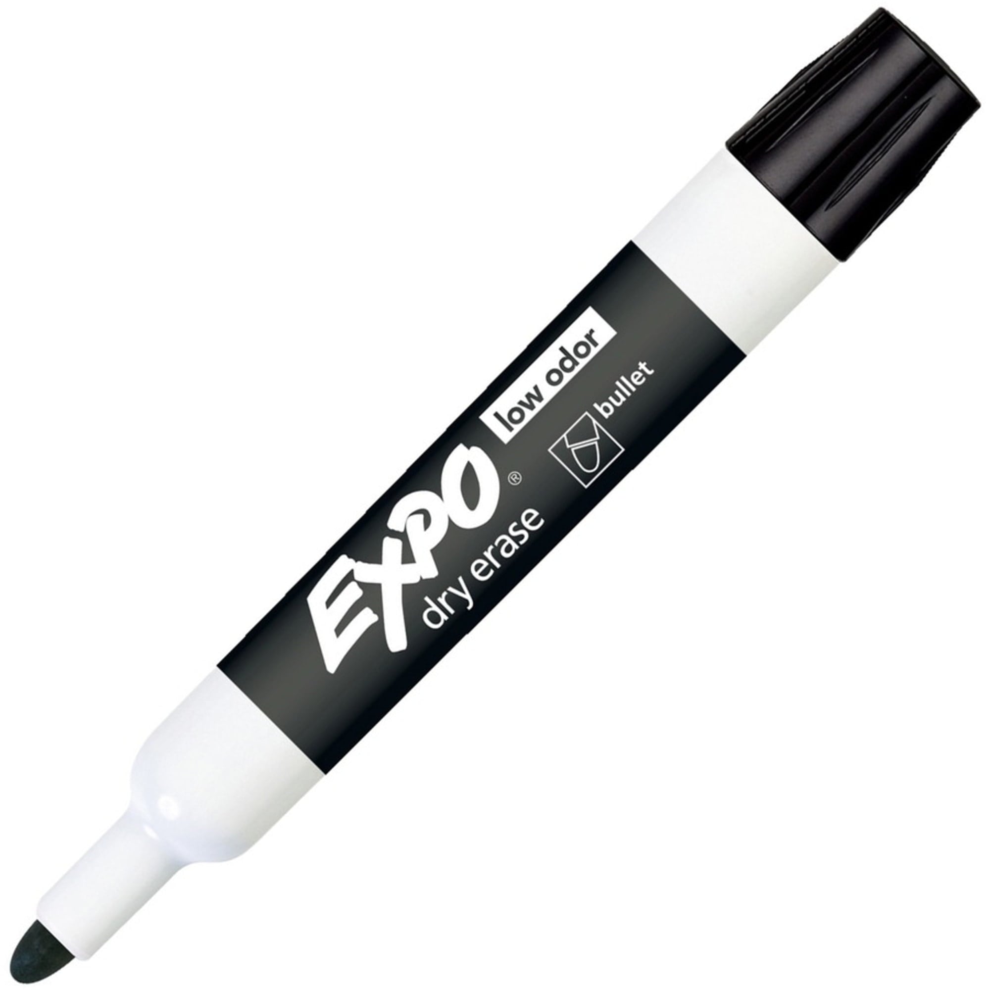 EXPO Low Odor Dry Erase Marker, Bullet Tip, Black, Dozen