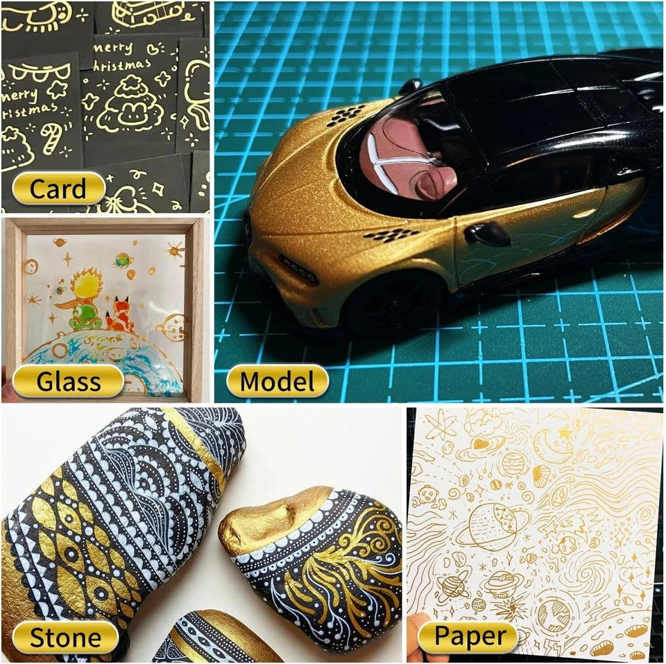 1Pcs Gold Permanent Paint Pens Oil-Based Markers For Rock Metal Wood Plastic