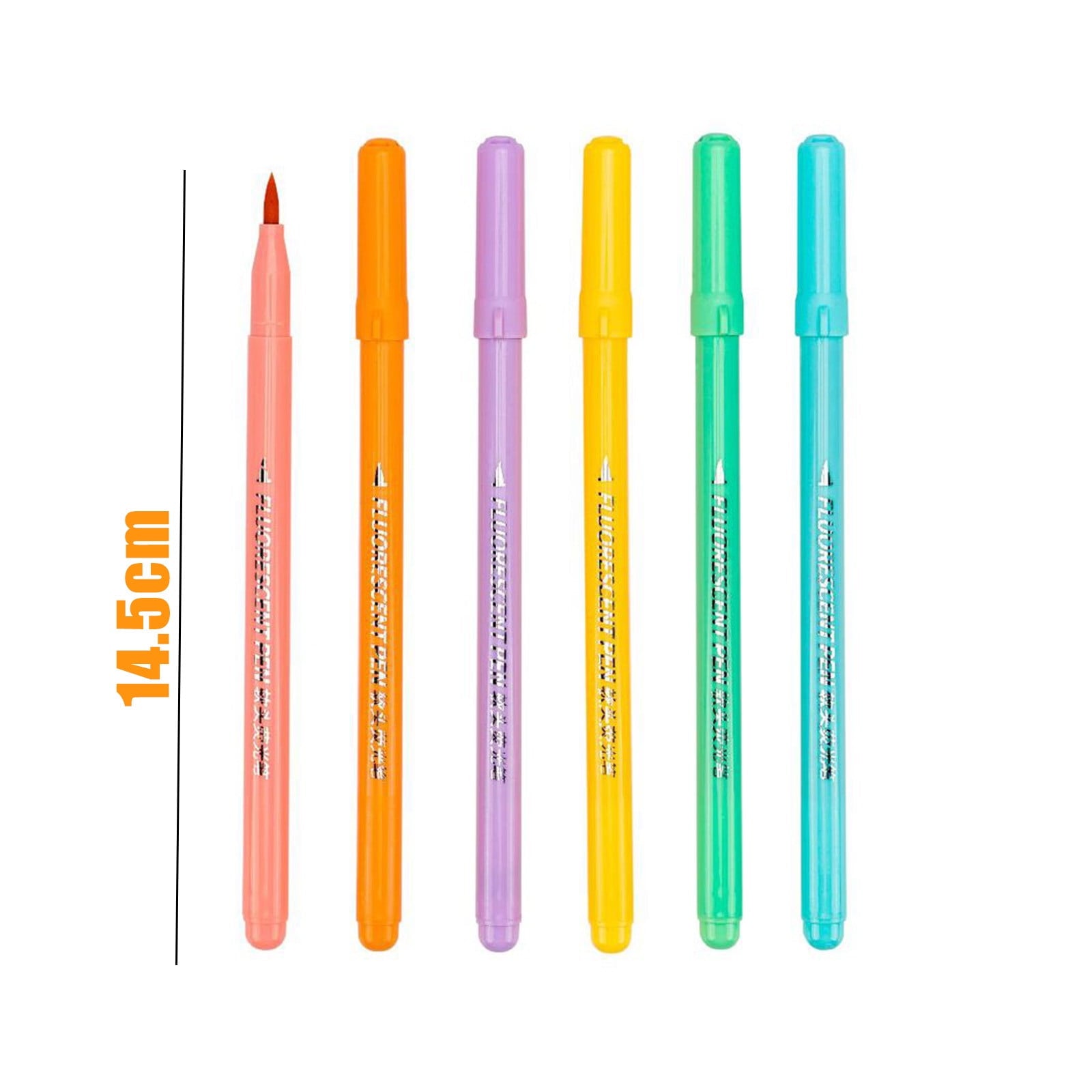 SDJMa Mild Highlighters assorted Colors,Mild Fluorescent colors markers for Underlining Highlighting,Fine Point Tips 6 colors（10ml）