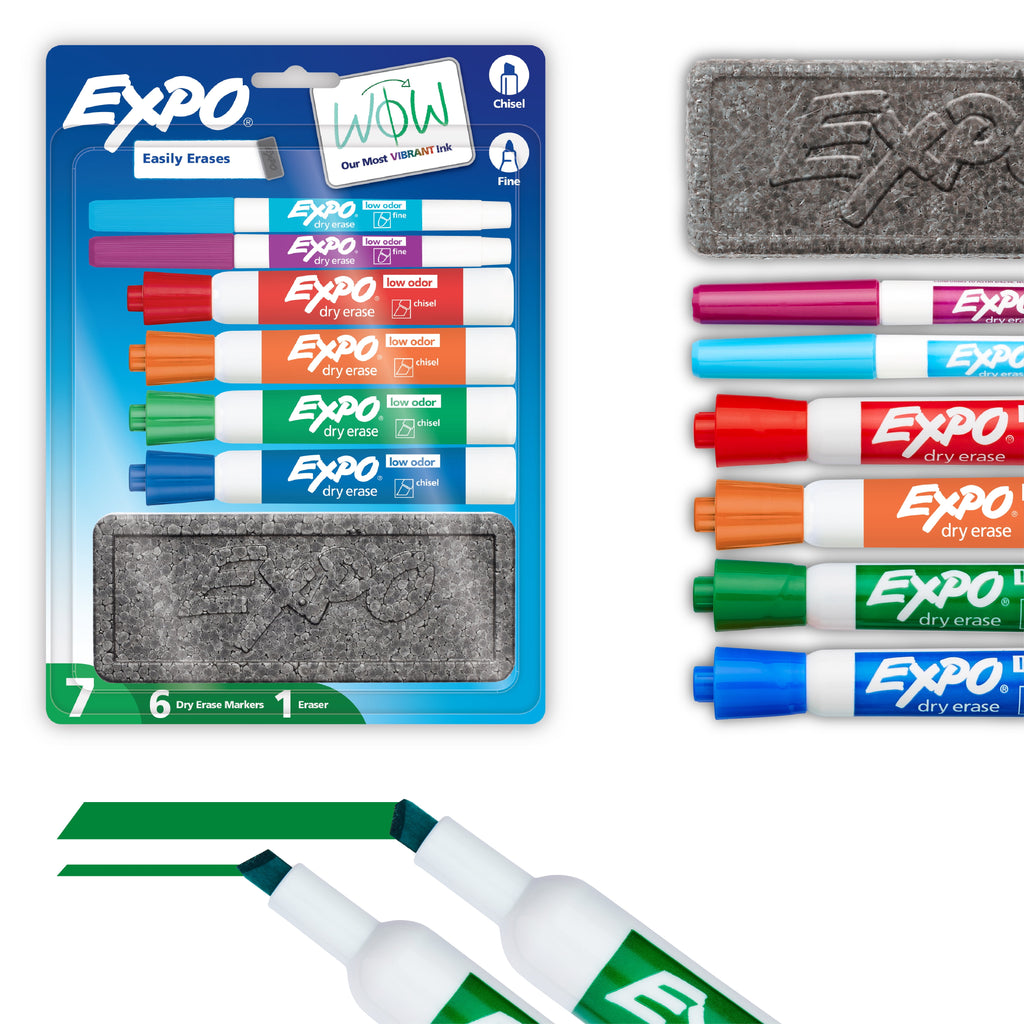 EXPO Dry Erase Markers Kit, Includes Eraser, 7 Count