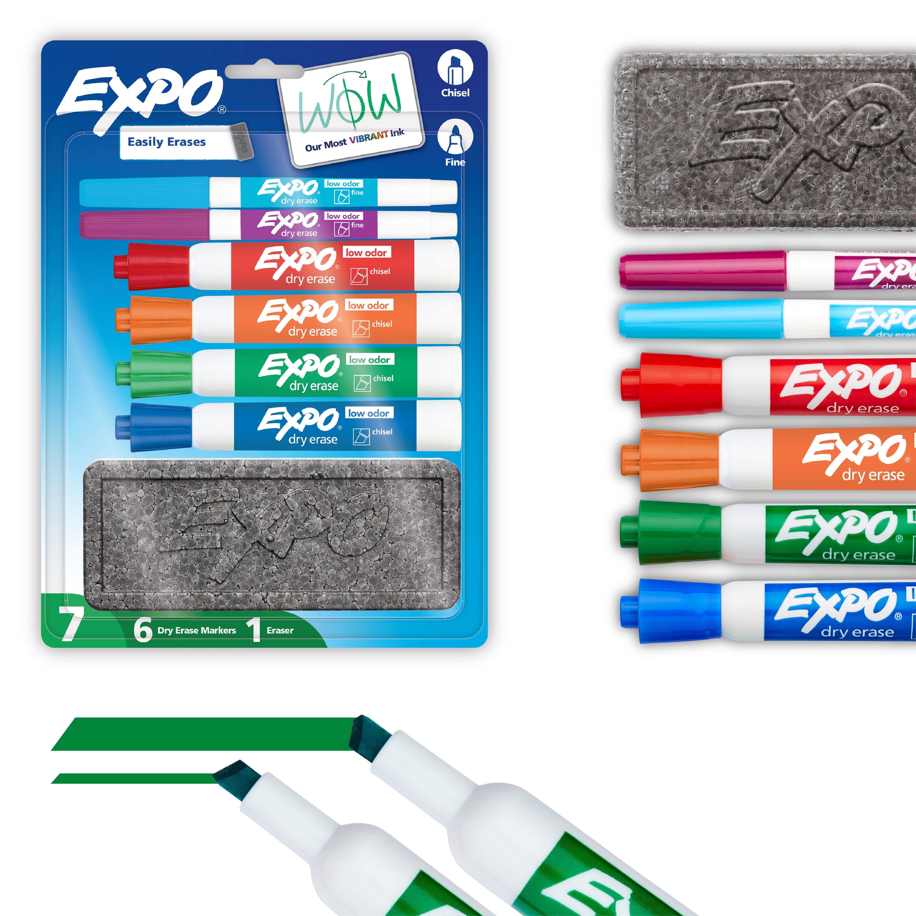 EXPO Dry Erase Markers Kit, Includes Eraser, 7 Count