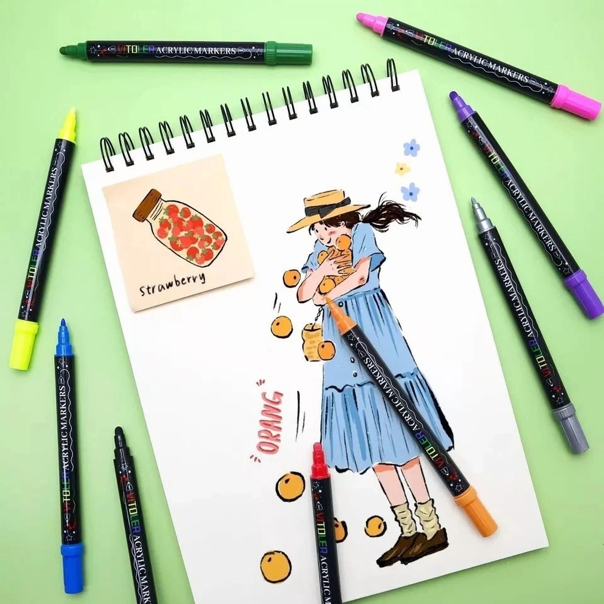 Fabric Markers Permanent Pens Paint Clothing Textile Dye T-Shirt Shoes Diy Set