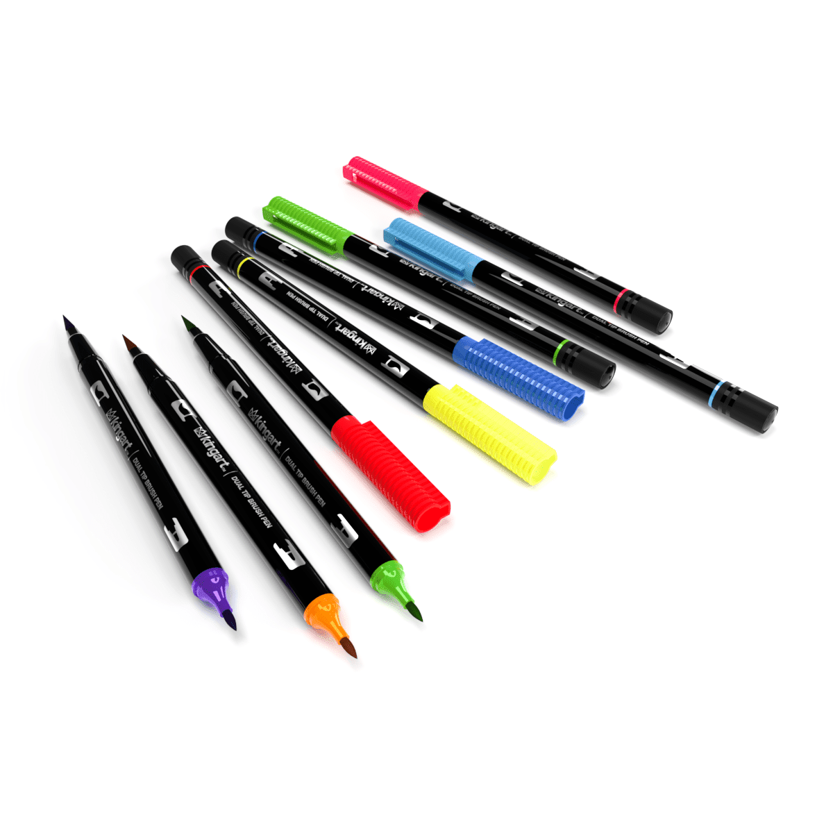 KINGART PRO Twin-Tip Brush Pen Art Markers, 48 Colors