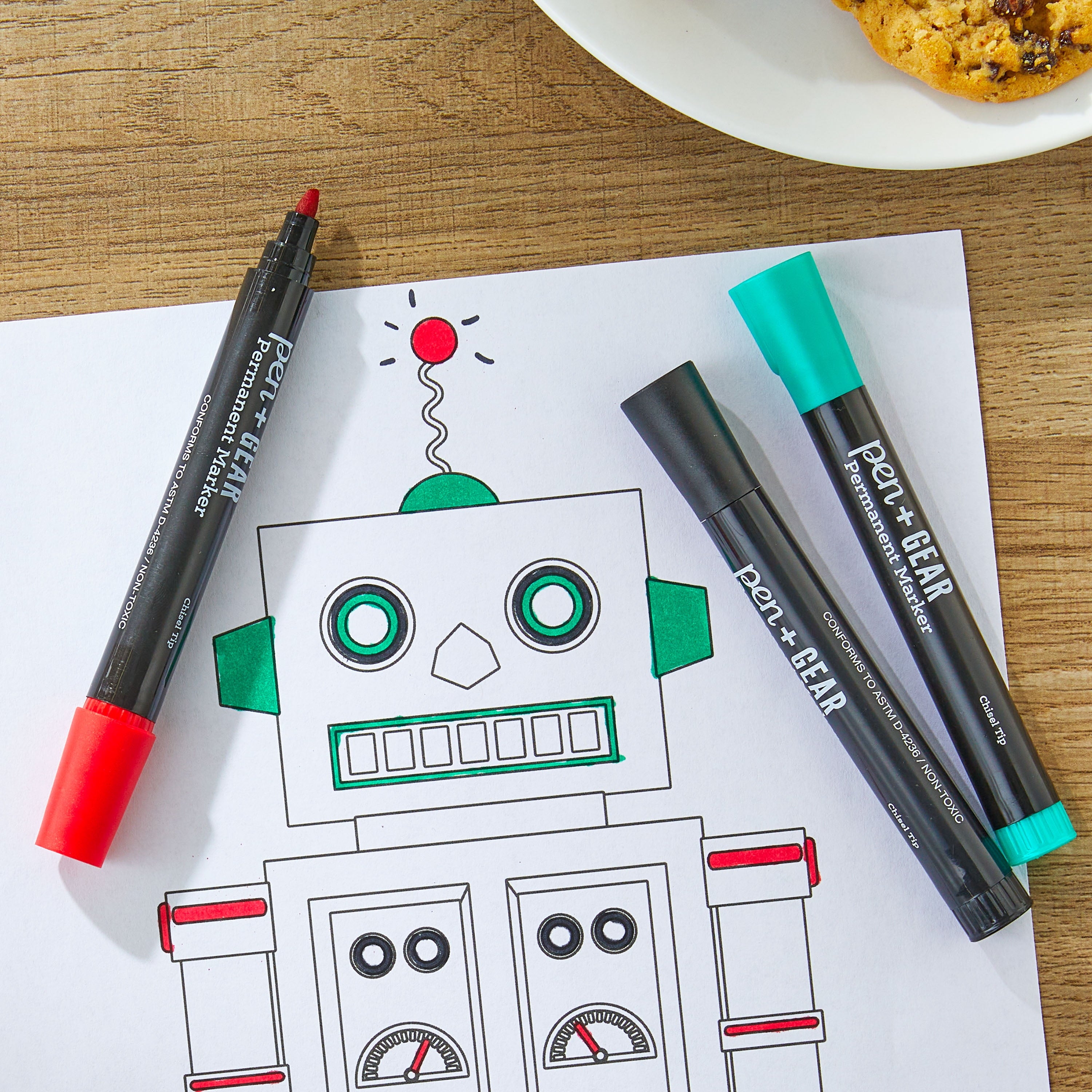 Pen+Gear Permanent Markers, Chisel Tip, Assorted Colors, 8 Count