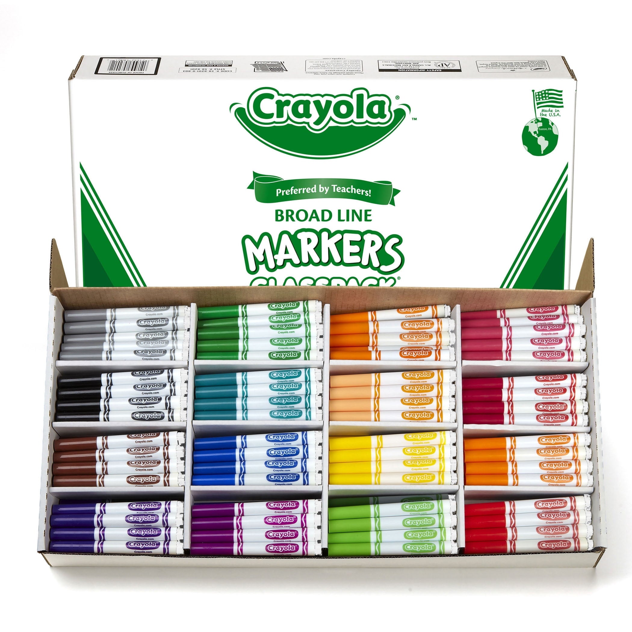 Crayola Classpack Assortment, 256ct Broad Line Markers, 16 Bold Colors, Great for Classroom, Educational, All-Purpose Art Tools