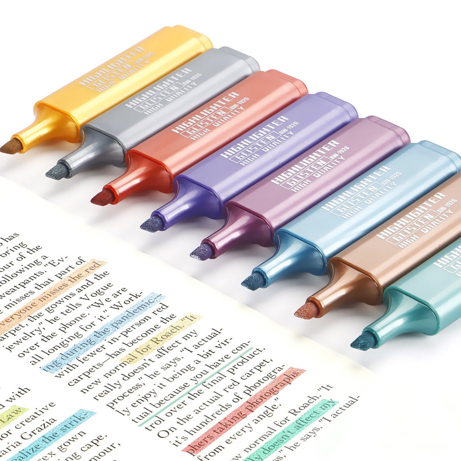 DAMAI Glitter Markers,Glitter Color Highlighter Key Marker Pen,8 Colors Optional Head Glitter,Bright Shiny Markers For Take Notes Diary And Planner Decoration(5 ml)