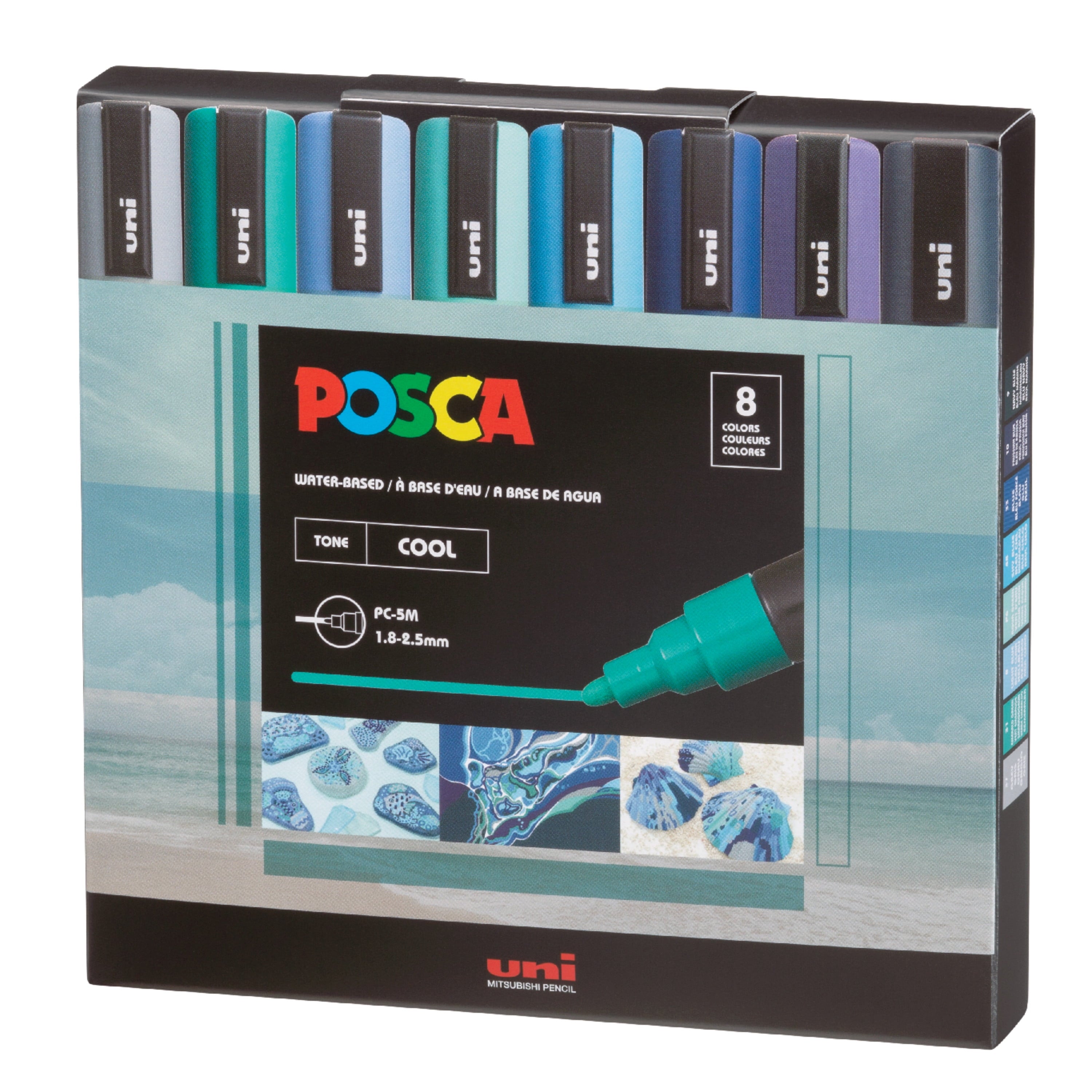 POSCA Paint Marker Set, 8 Colors, PC-5M Cool Tone Set