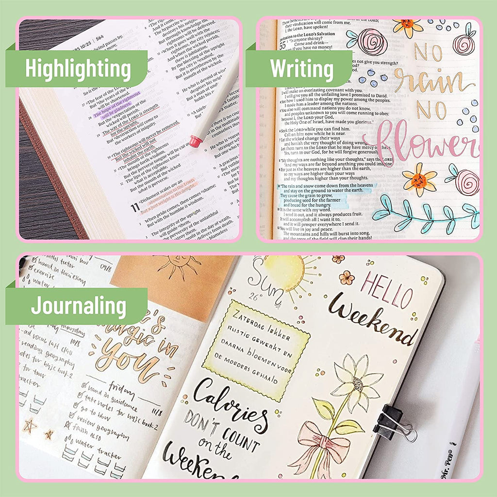 Mr. Pen- Bible Gel Highlighters and Fineliner Pens No Bleed, Pastel Colors, 18 Pcs, Bible Journaling Kit