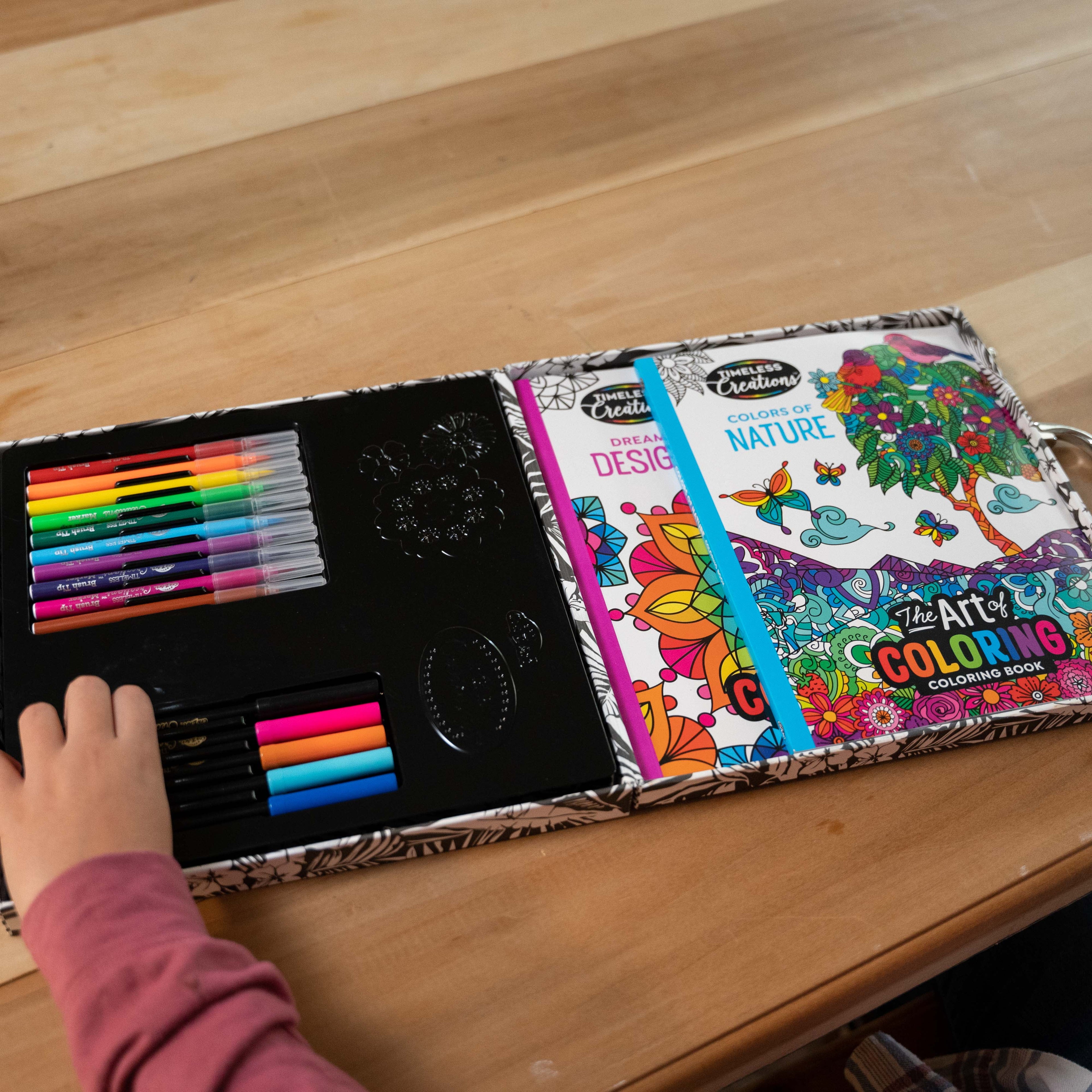 Cra-Z-Art Timeless Creations Multicolor Brush Marker Coloring Set, Beginner to Expert, Child Ages 6 Year and up