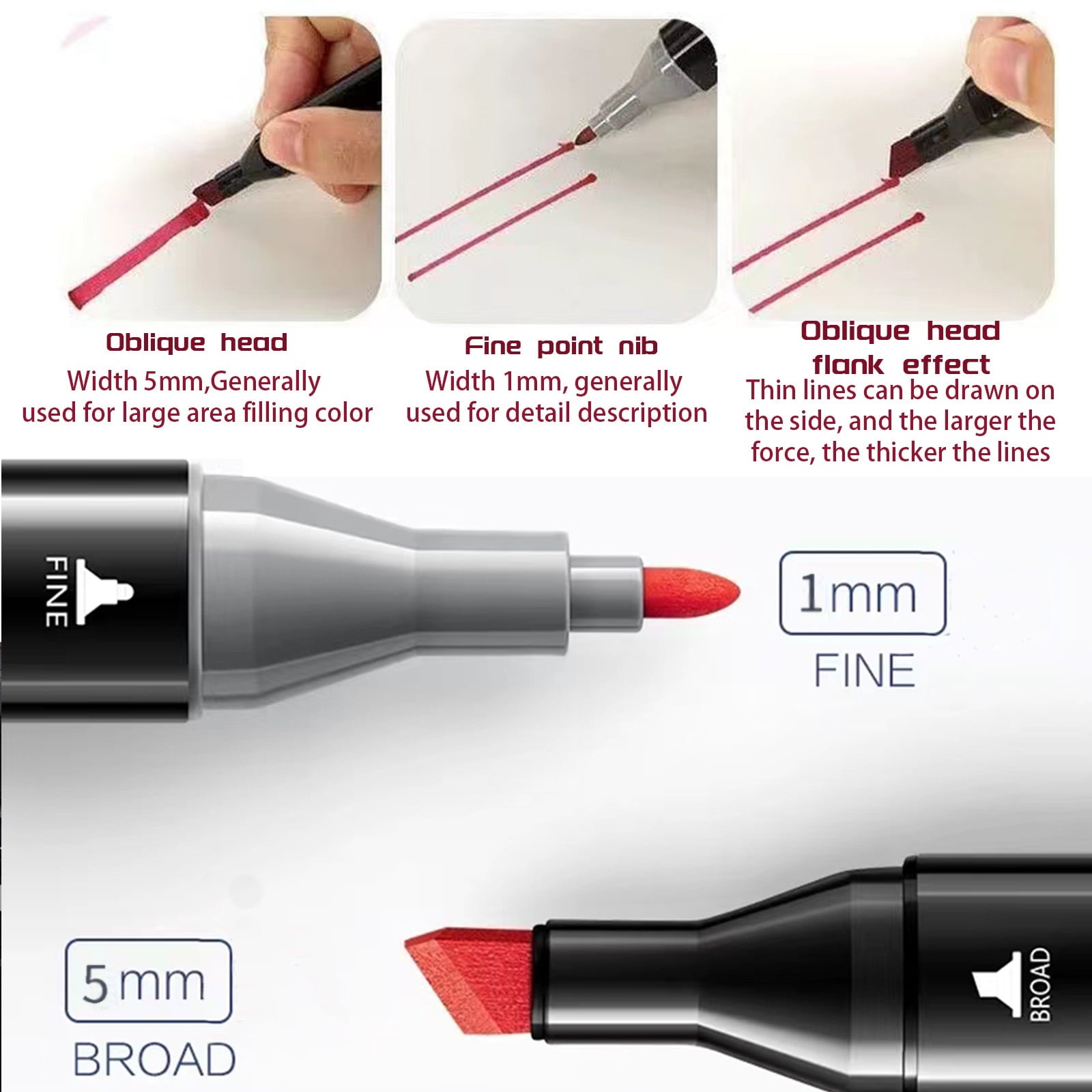 24 Colors Alcohol Markers Brush Tip Set ,Double Tip Paint Marker Pens for Adult Coloring Painting ,MIKOUJOS Art Marker