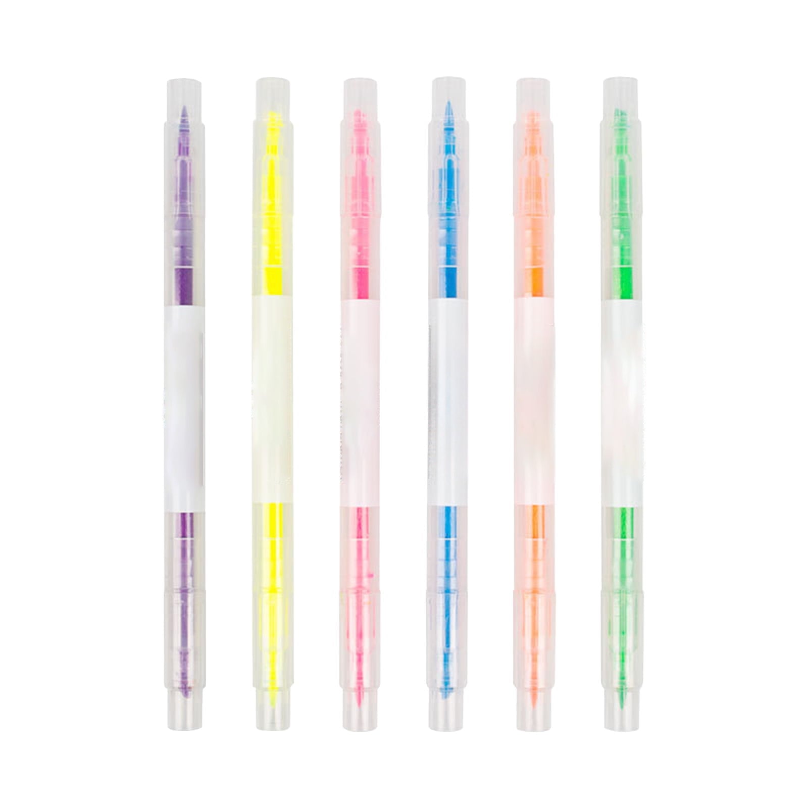 Plastic Double Tip Highlighters Set | 6 Neon Color Markers | Dual-Sided Fine & Broad Tips | Fast-Drying, Long-Lasting Ink | Fluorescent Pens for Notes, Office, Planning | 3 Packs, 6pcs Each