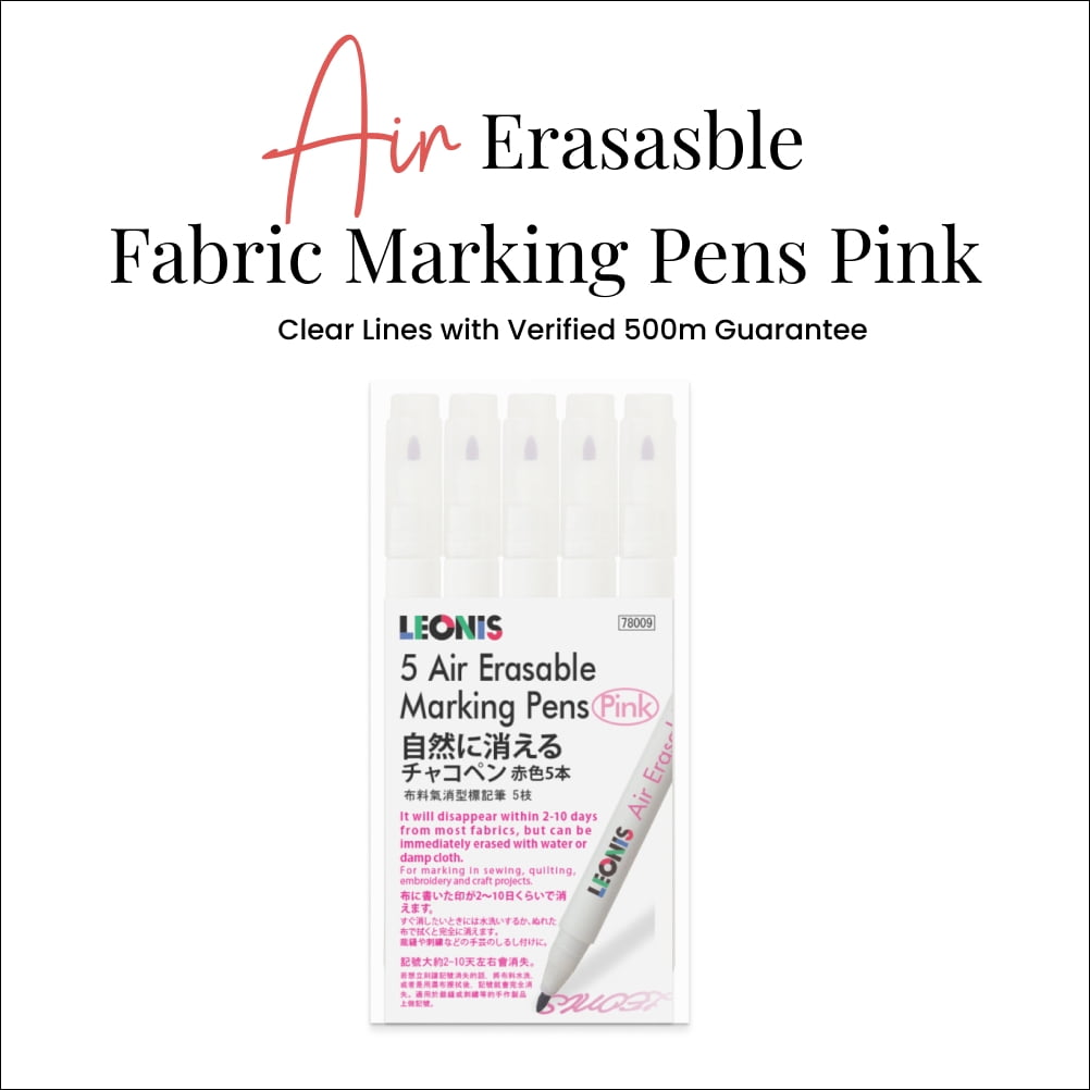 Leonis Disappearing Ink Fabric Marking Pen, 5 Count Pack, Pink