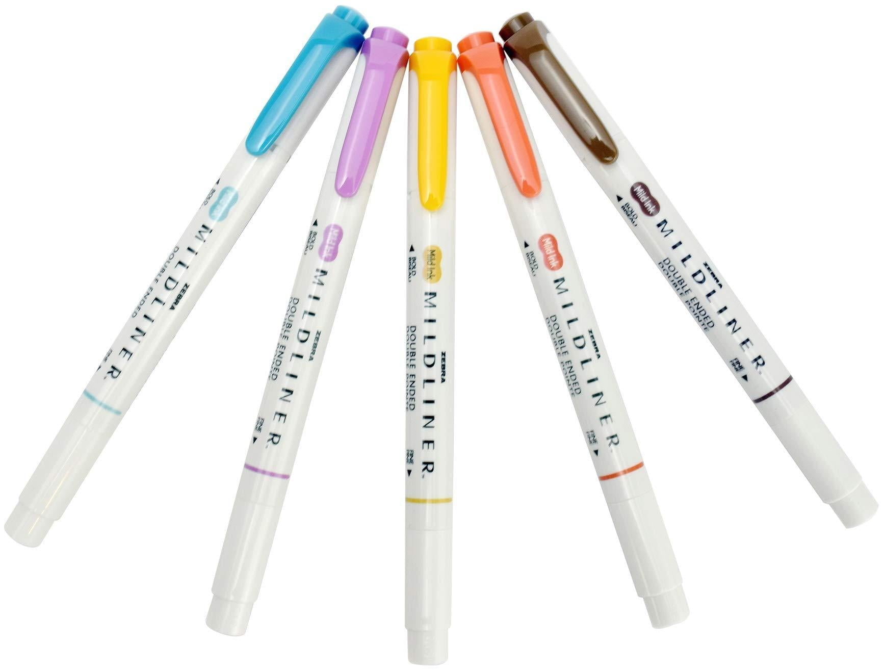 Zebra Pen Mildliner Double Ended Markers, Assorted Colors, Bold and Fine Point, 5 Count