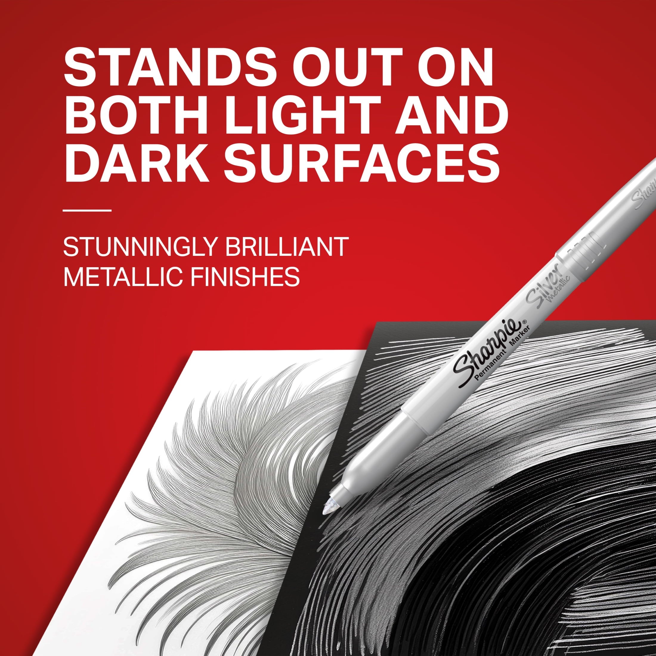 Sharpie Metallic Permanent Markers, Fine Point, Silver, 2 Count