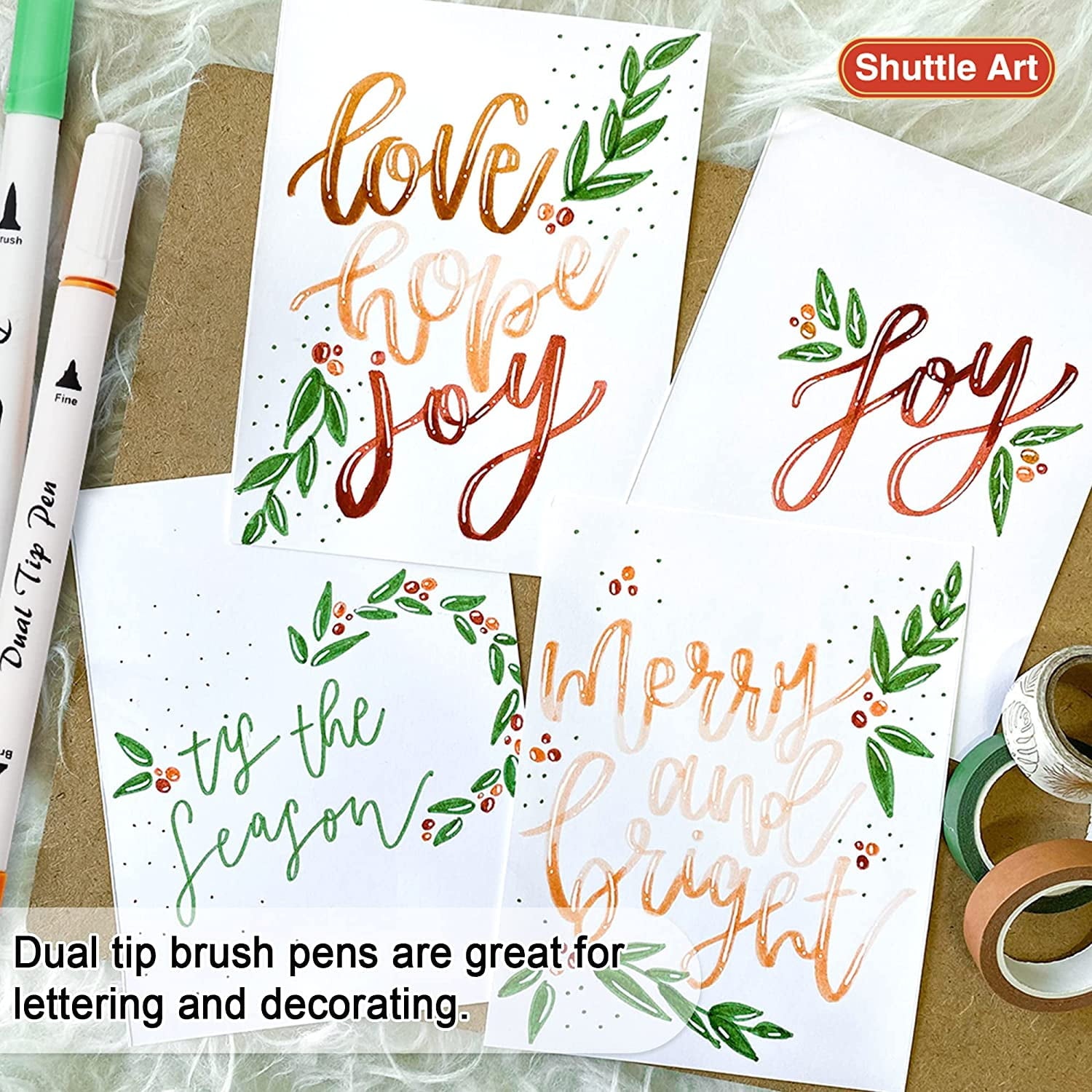 Dual Tip Brush Pens Art Markers, Shuttle Art 70 Colors Fine and Brush Dual Tip Markers Set in Portable Case with 1 Coloring Book for Adult Artist Coloring