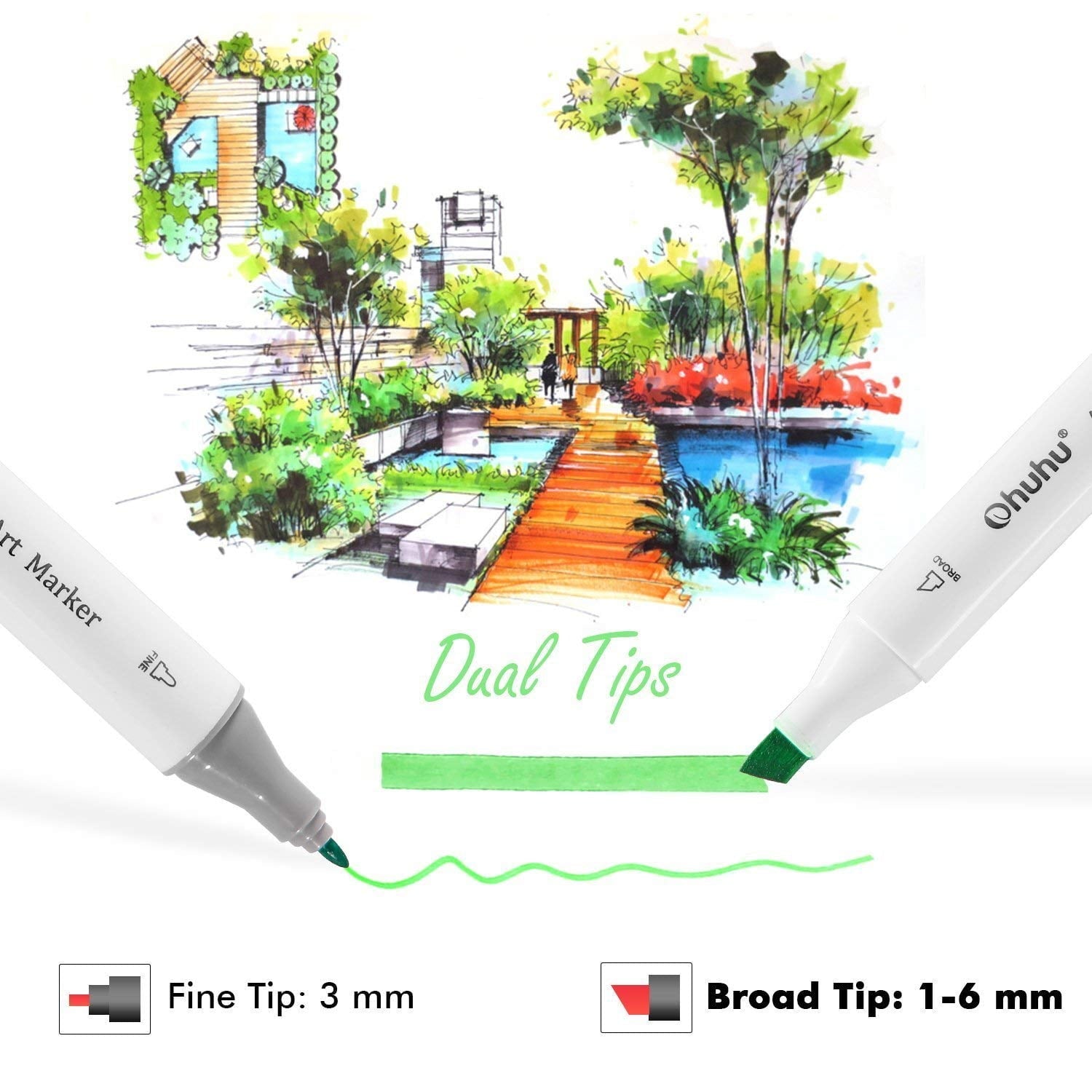 Ohuhu Highlighter with a Bag, Fine, Broad, Twin Tip Point, Assorted, 30 Count