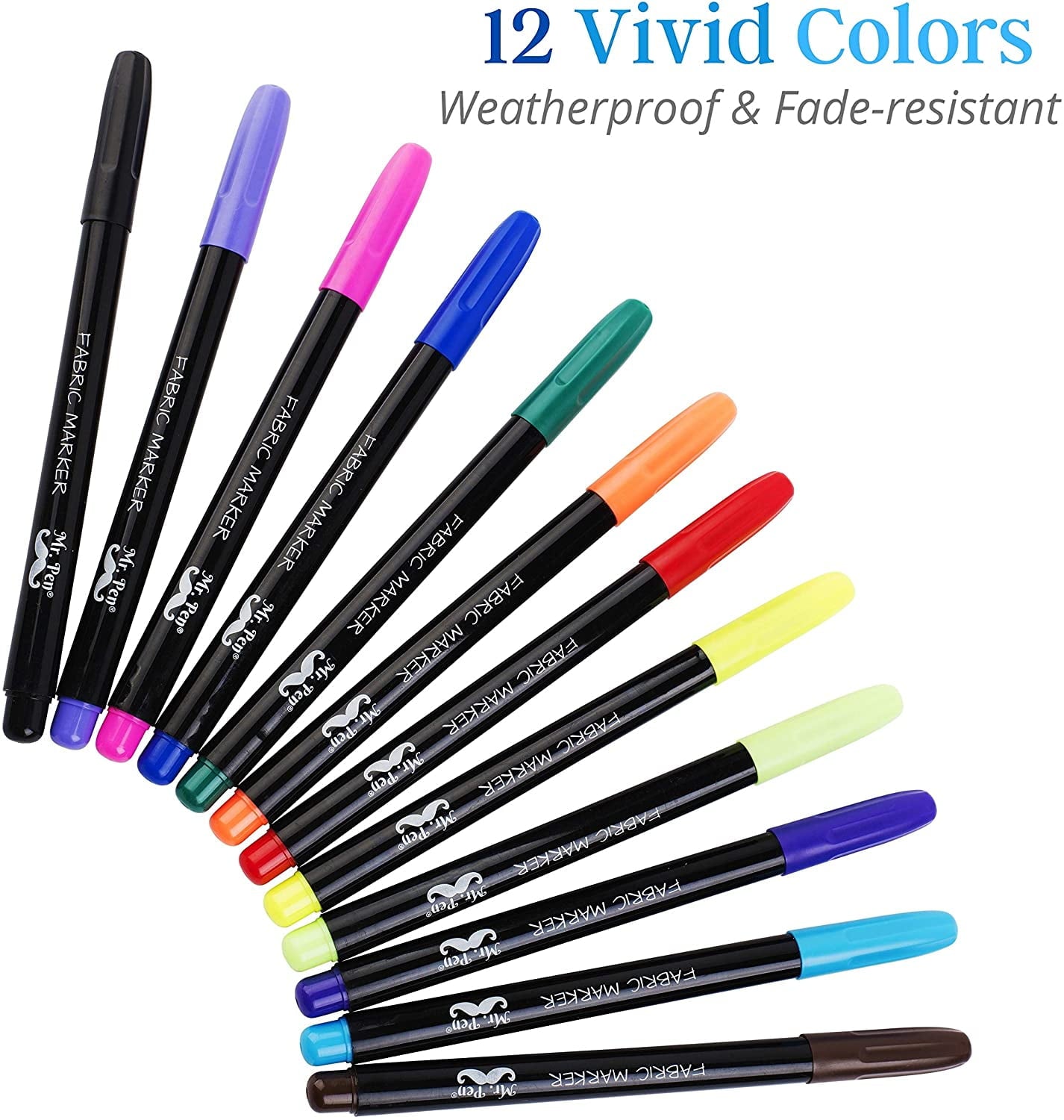Mr. Pen- Fabric Markers, 12 Pack, Marker for Clothes